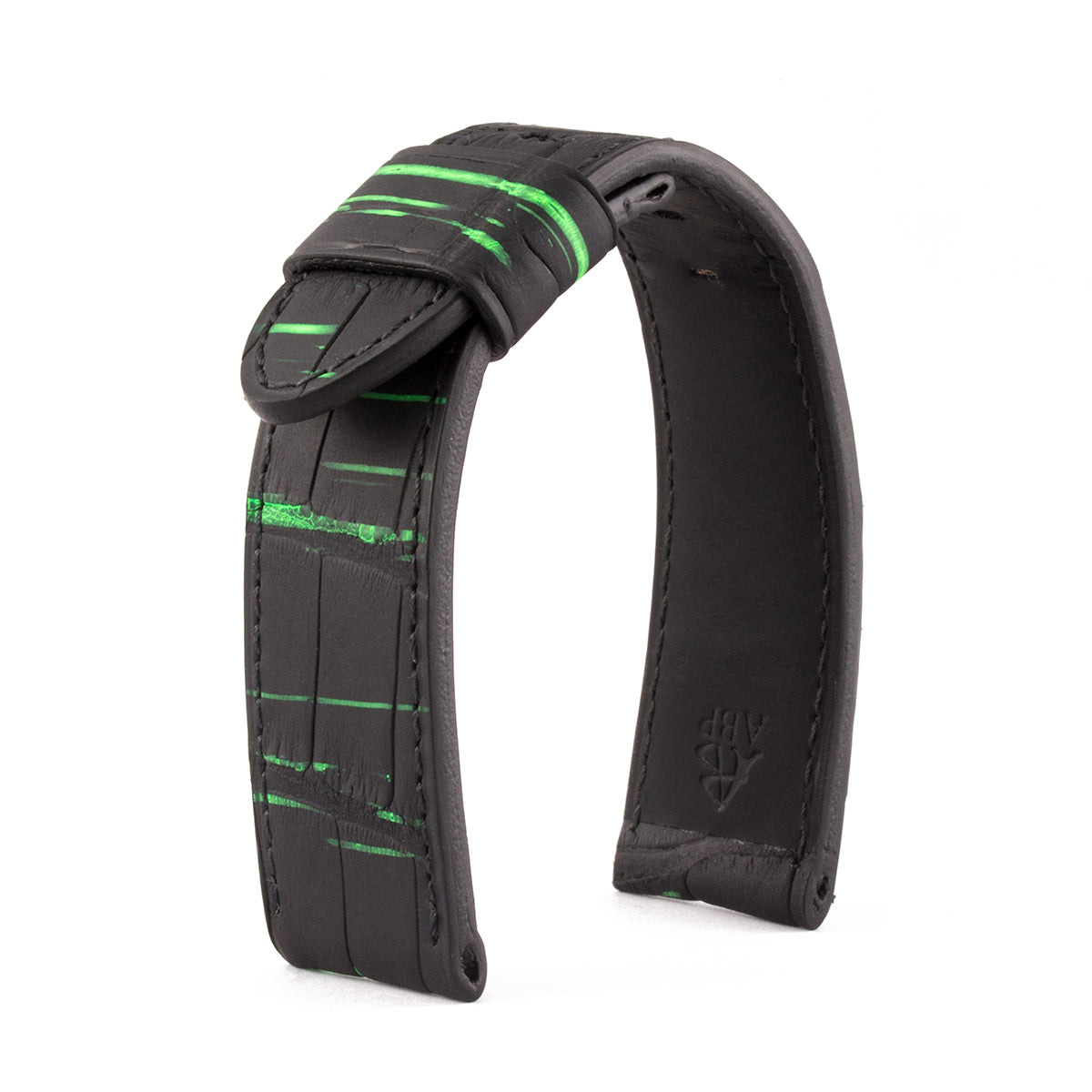 Panerai Radiomir &amp; Luminor - Fluorescent Leather Watch Strap - Black/Green Alligator