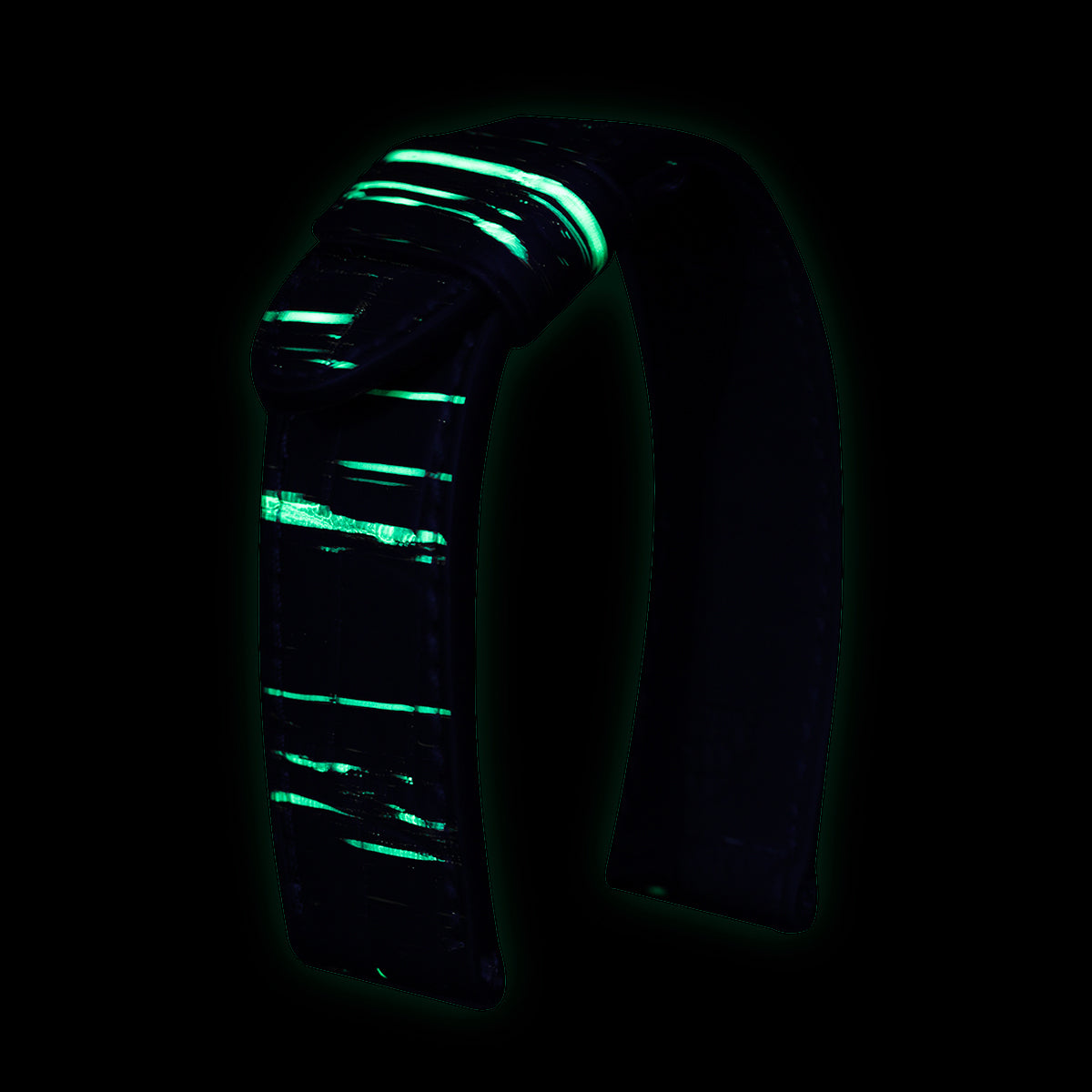 Panerai Radiomir &amp; Luminor - Fluorescent Leather Watch Strap - Black/Green Alligator