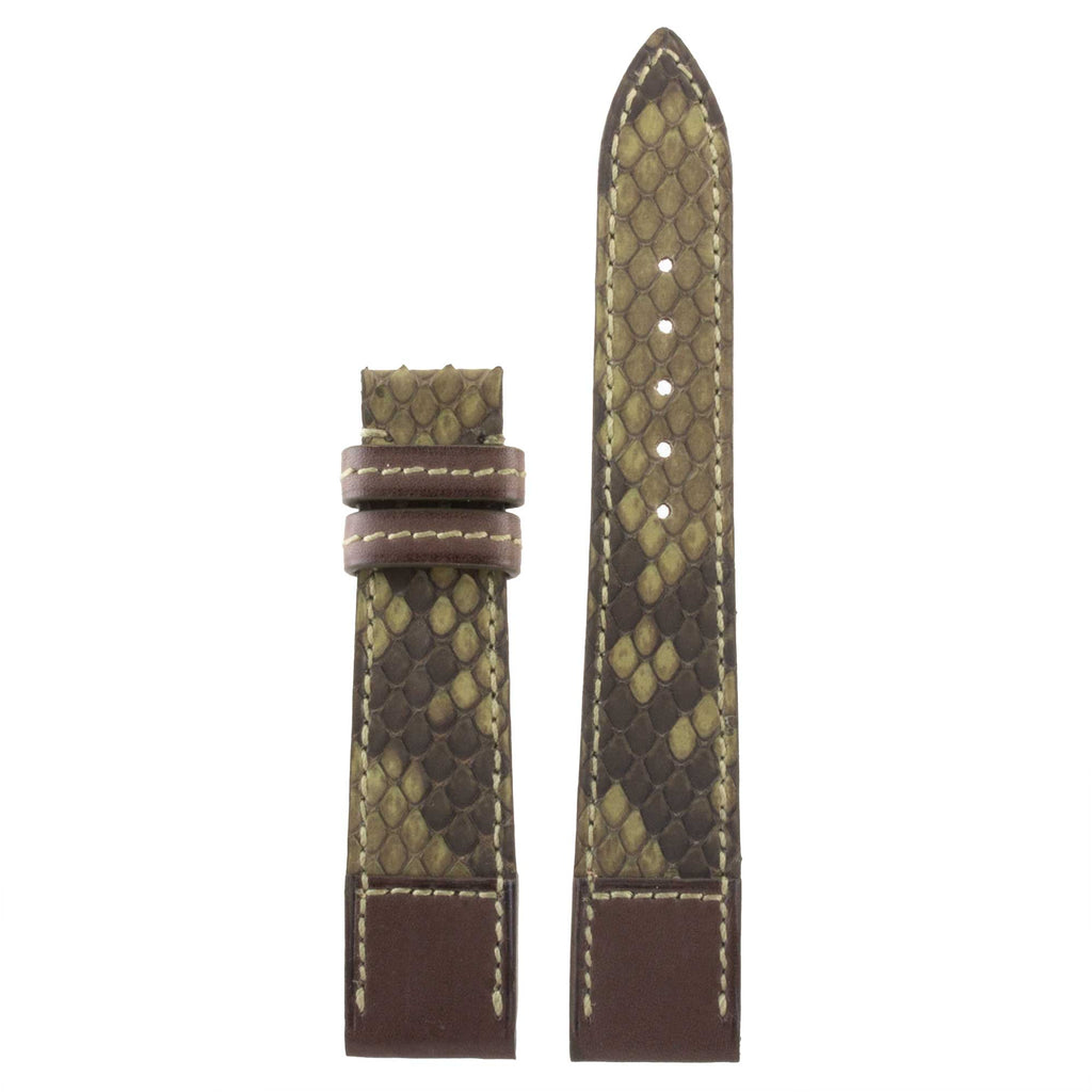 "Tandem" leather watch strap - Python &amp; barenia type calfskin (blue, khaki, brown...)