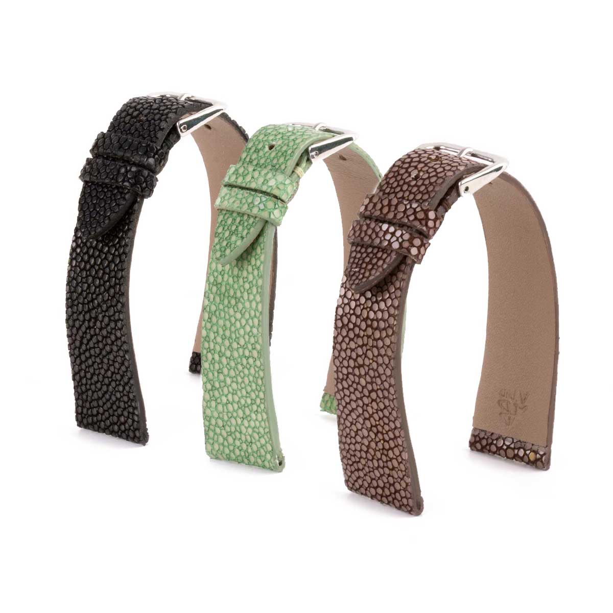 Bracelet "Retro" - Bracelet montre cuir - Galuchat (noir, marron, vert)