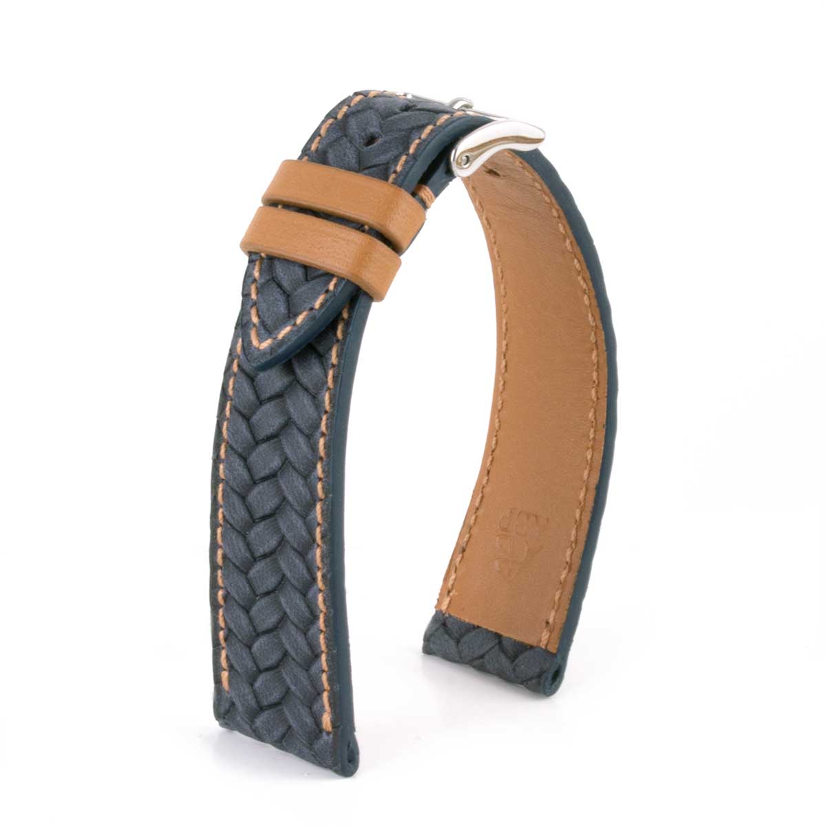 Leather watch strap - Braided calfskin (black, blue, brown, etc.)