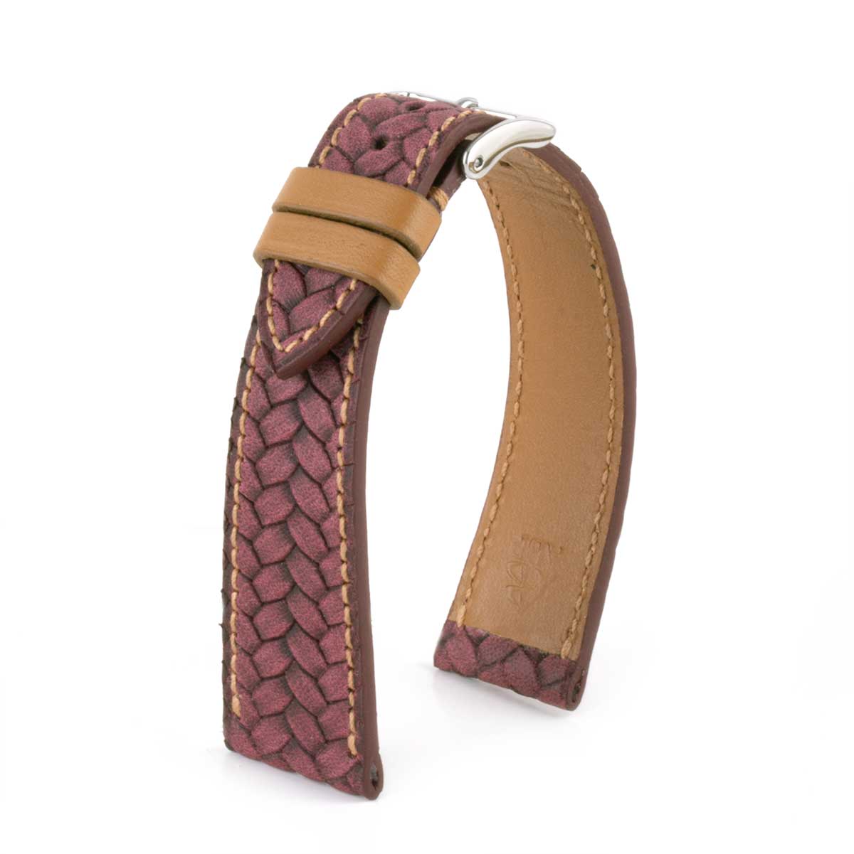 Leather watch strap - Braided calfskin (black, blue, brown, etc.)