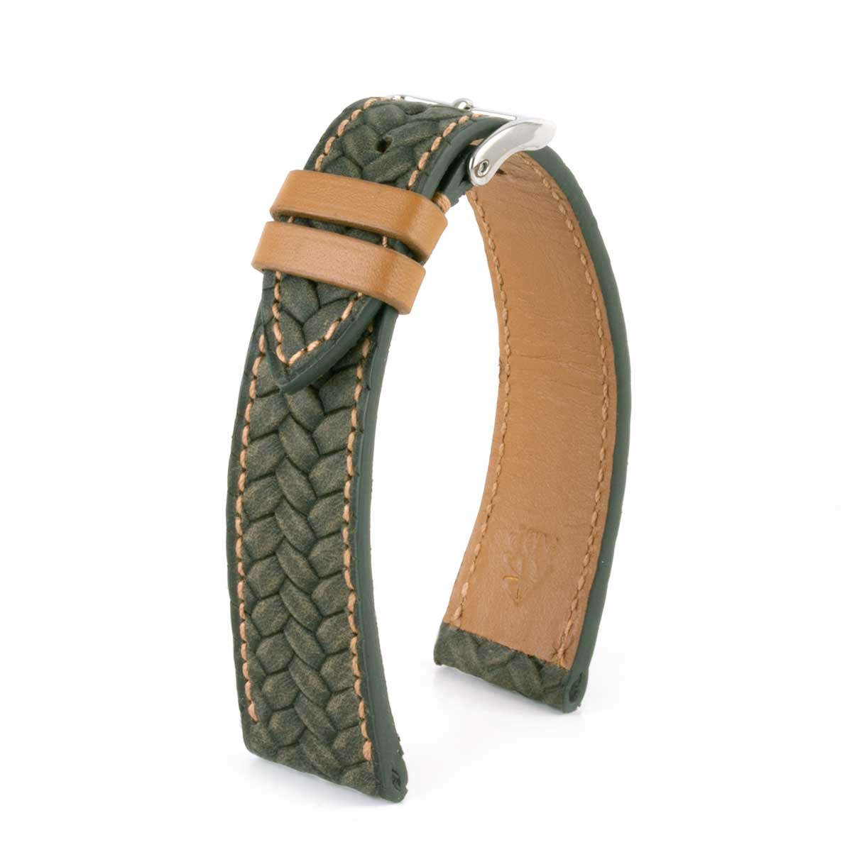 Leather watch strap - Braided calfskin (black, blue, brown, etc.)