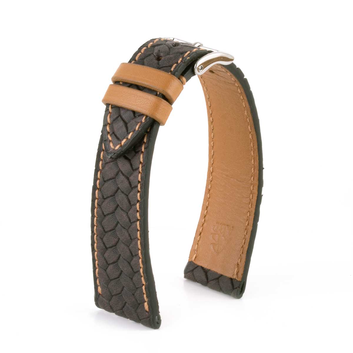 Leather watch strap - Braided calfskin (black, blue, brown, etc.)