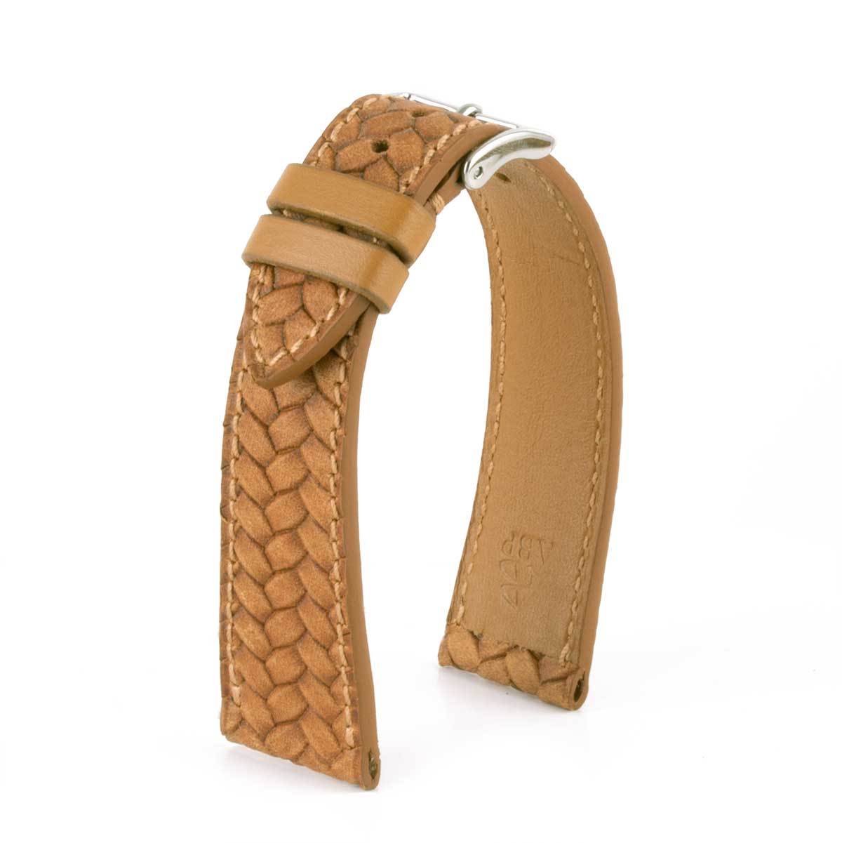 Leather watch strap - Braided calfskin (black, blue, brown, etc.)