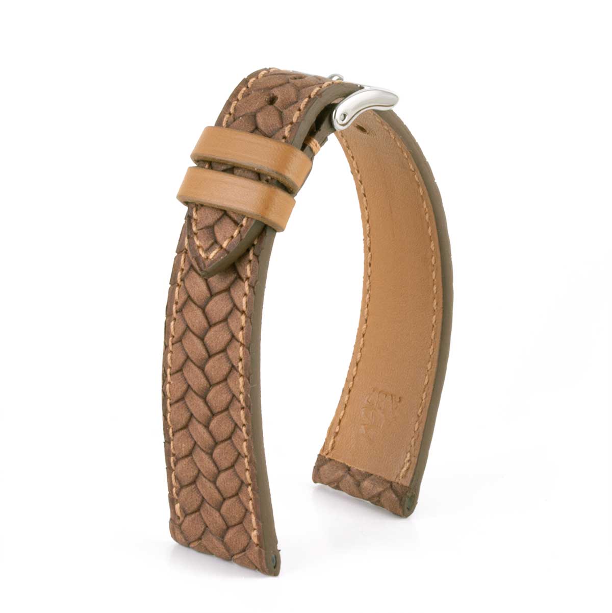 Leather watch strap - Braided calfskin (black, blue, brown, etc.)