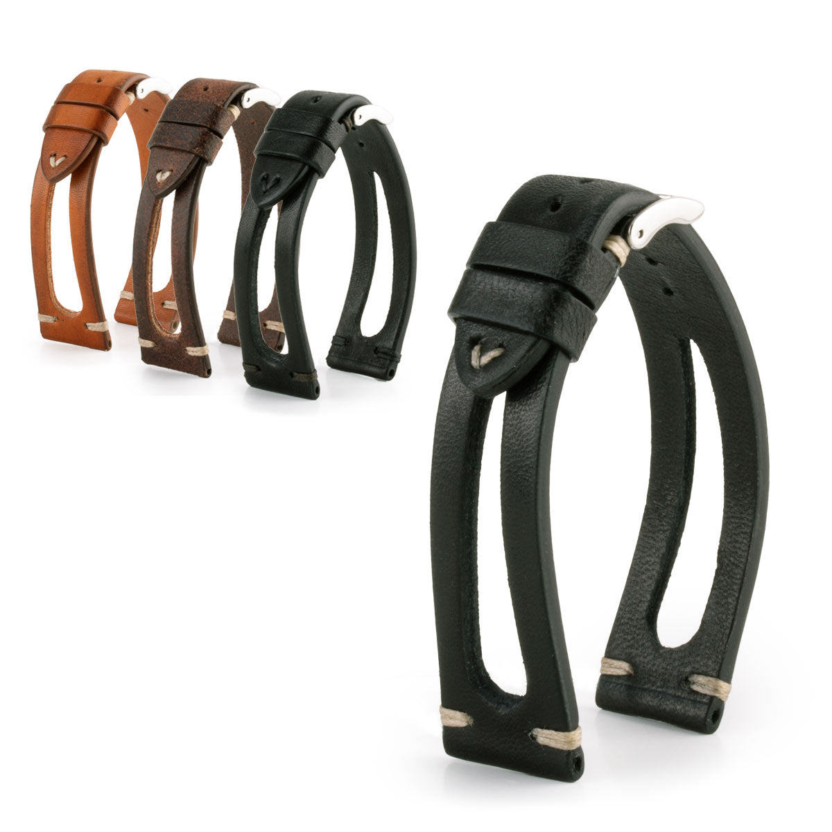 Bracelet Vintage "Sparta" - Bracelet montre cuir - Veau vieilli (noir, marron)