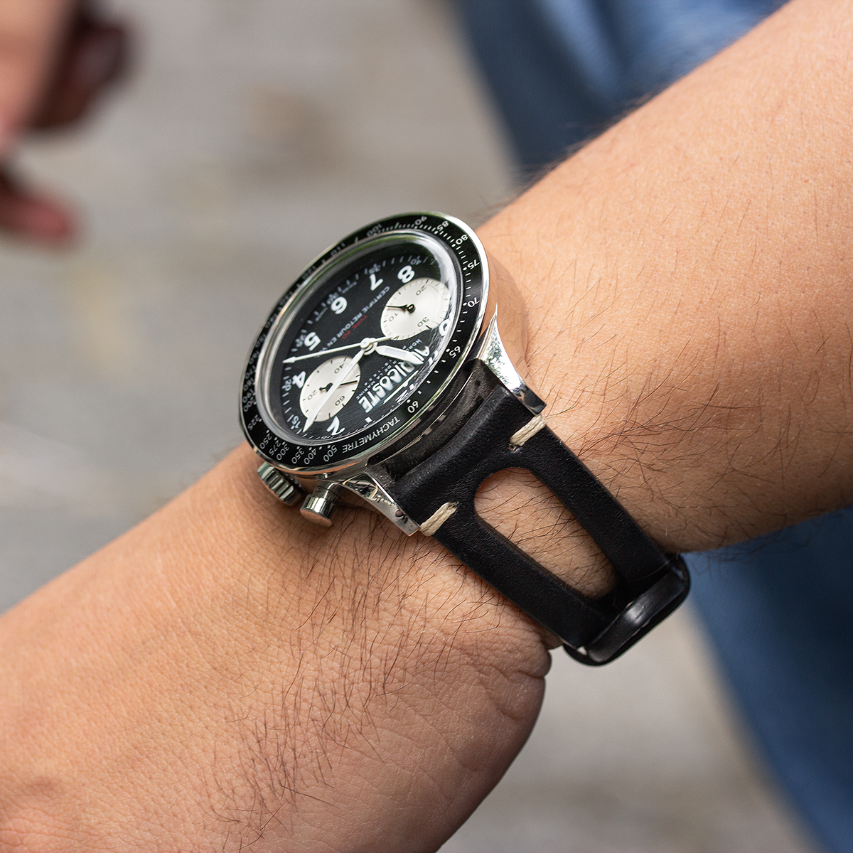 Bracelet Vintage "Sparta" - Bracelet montre cuir - Veau vieilli (noir, marron)