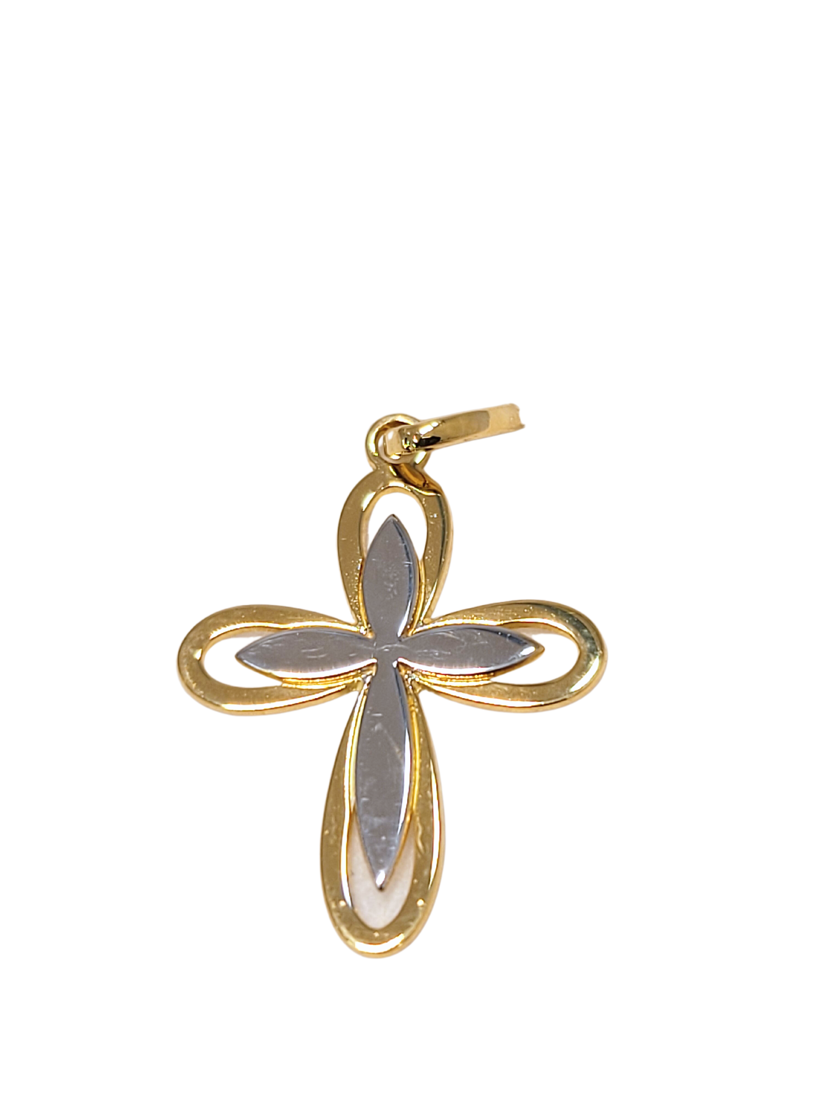 Pendentif Croix en or bicolore 18ct 369-308
