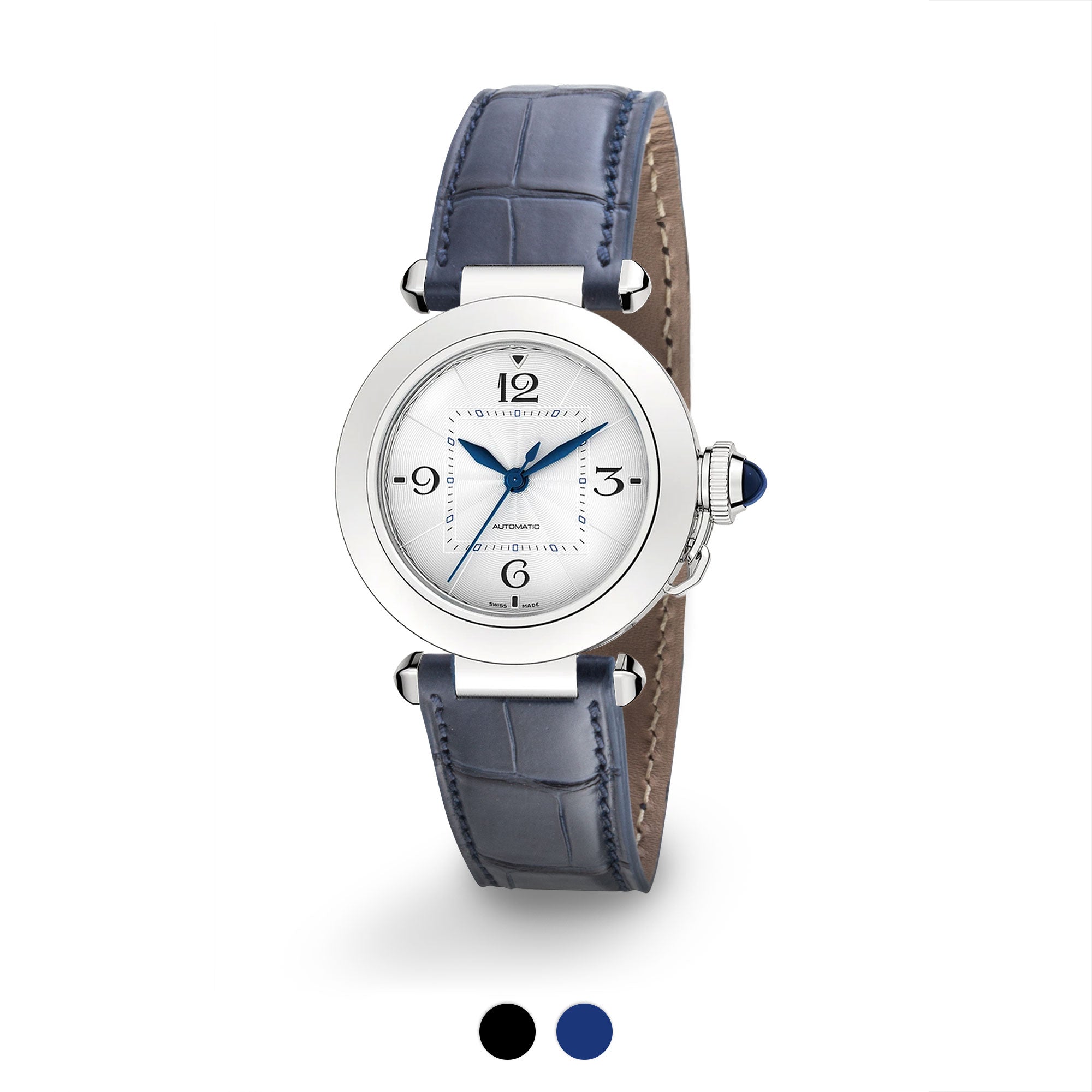 Cartier Pasha - Bracelet-montre cuir - Alligator (noir, bleu)