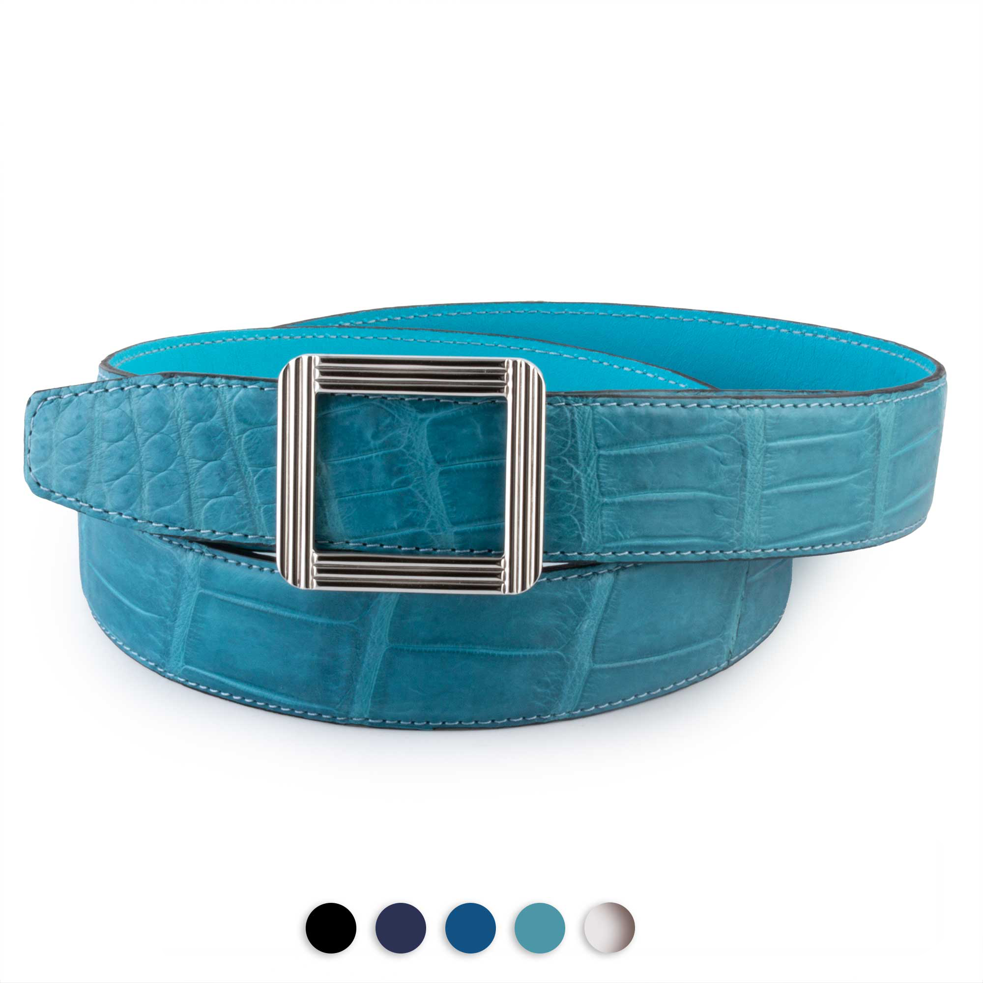 Ceinture cuir ABP + boucle acier - Alligator sauvage