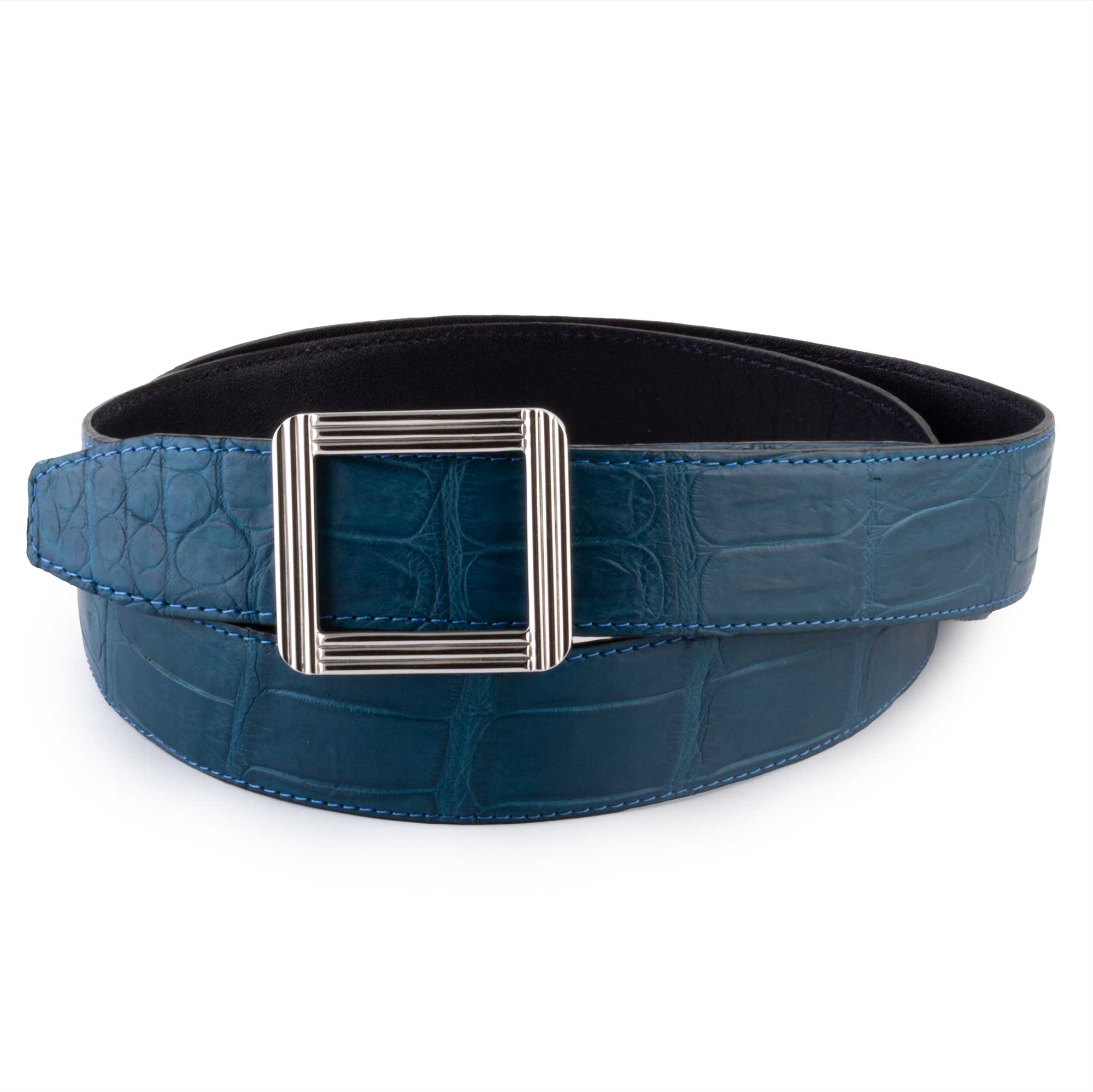 Ceinture cuir ABP + boucle acier - Alligator sauvage