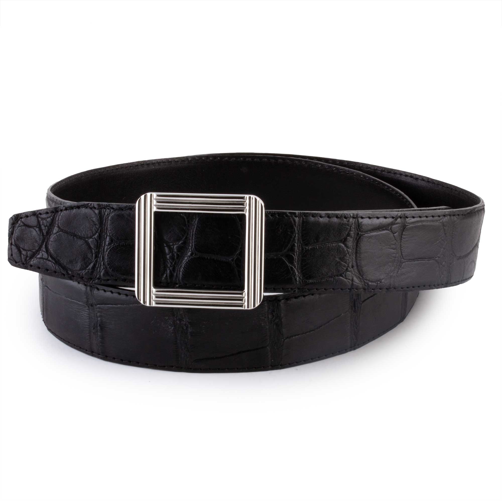 Ceinture cuir ABP + boucle acier - Alligator sauvage