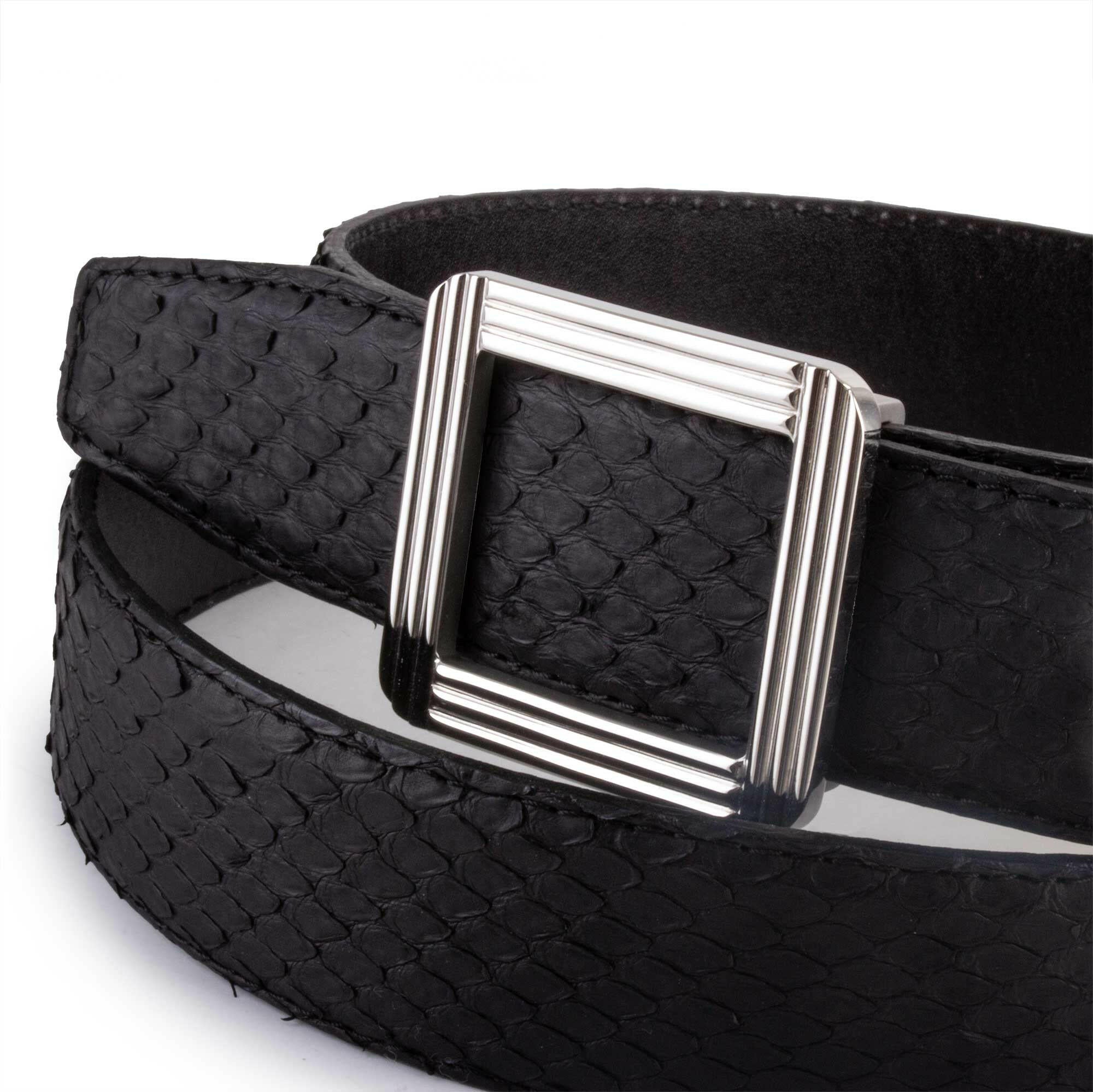 Ceinture cuir ABP + boucle acier - Python brillant