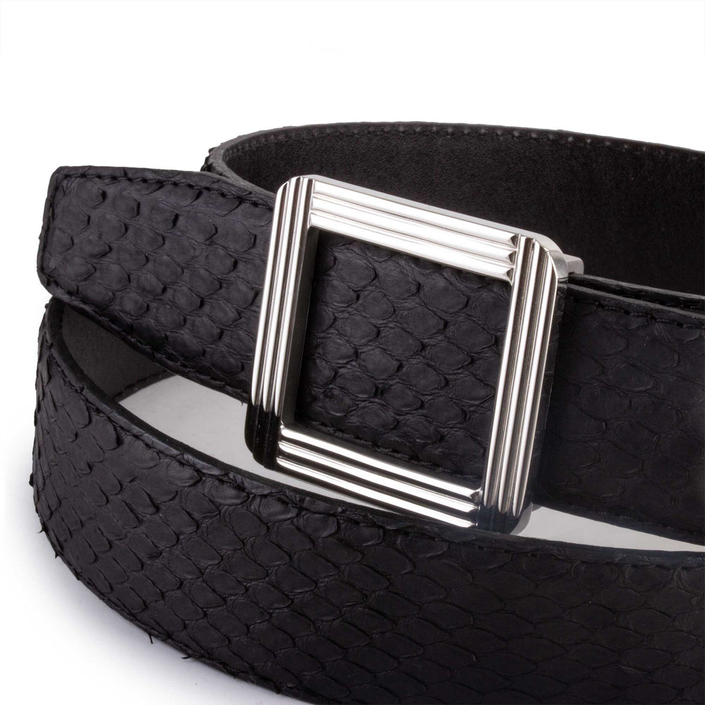 Ceinture cuir ABP + boucle acier - Python mat