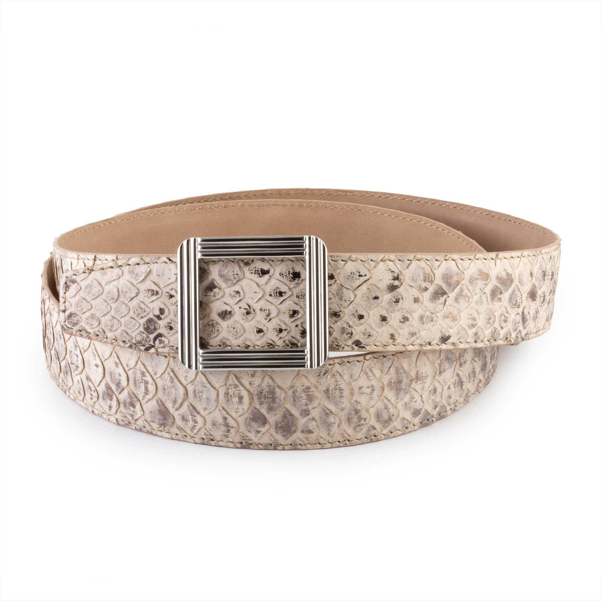 Ceinture cuir ABP + boucle acier - Python brillant