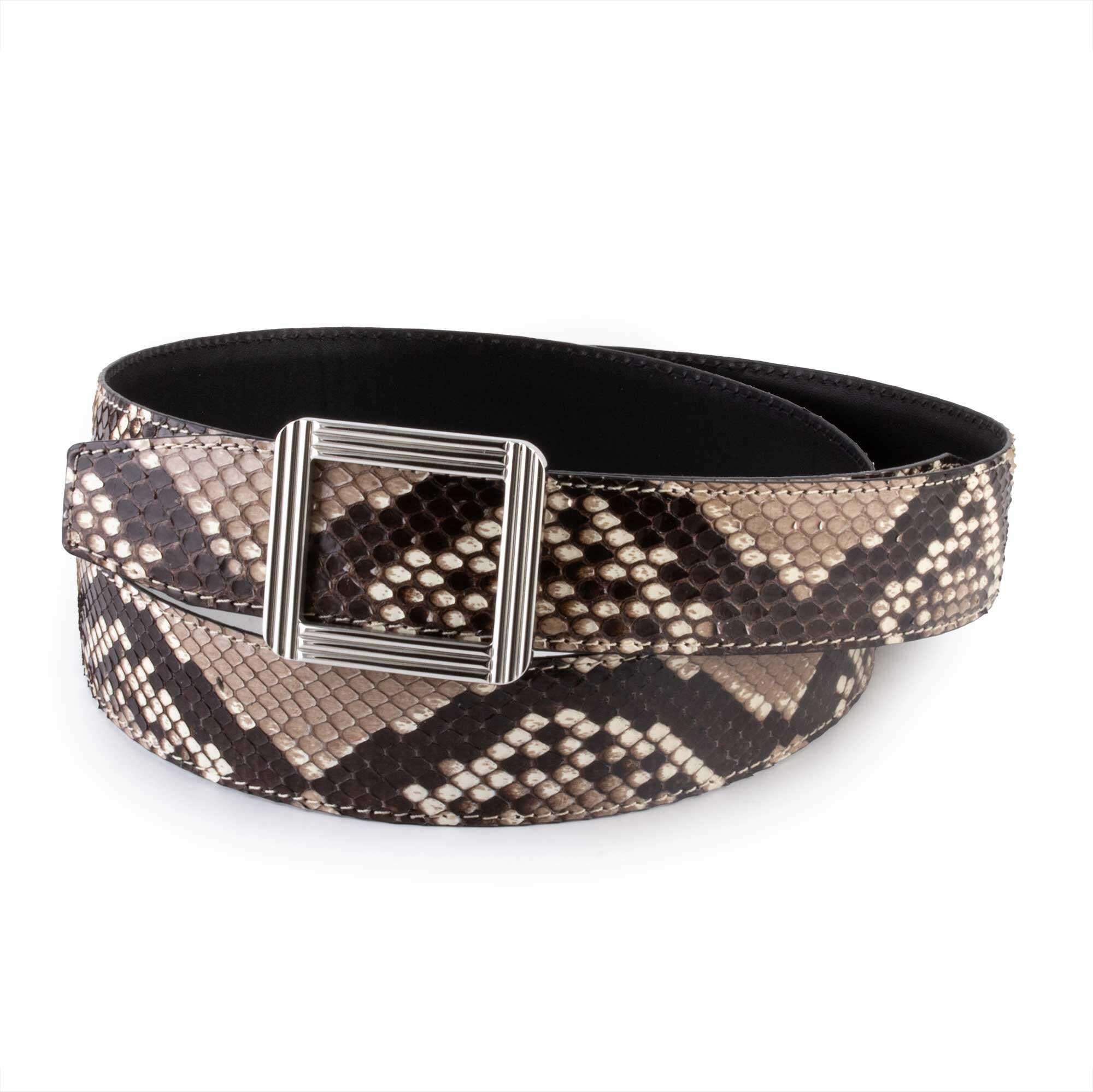 Ceinture cuir ABP + boucle acier - Python brillant