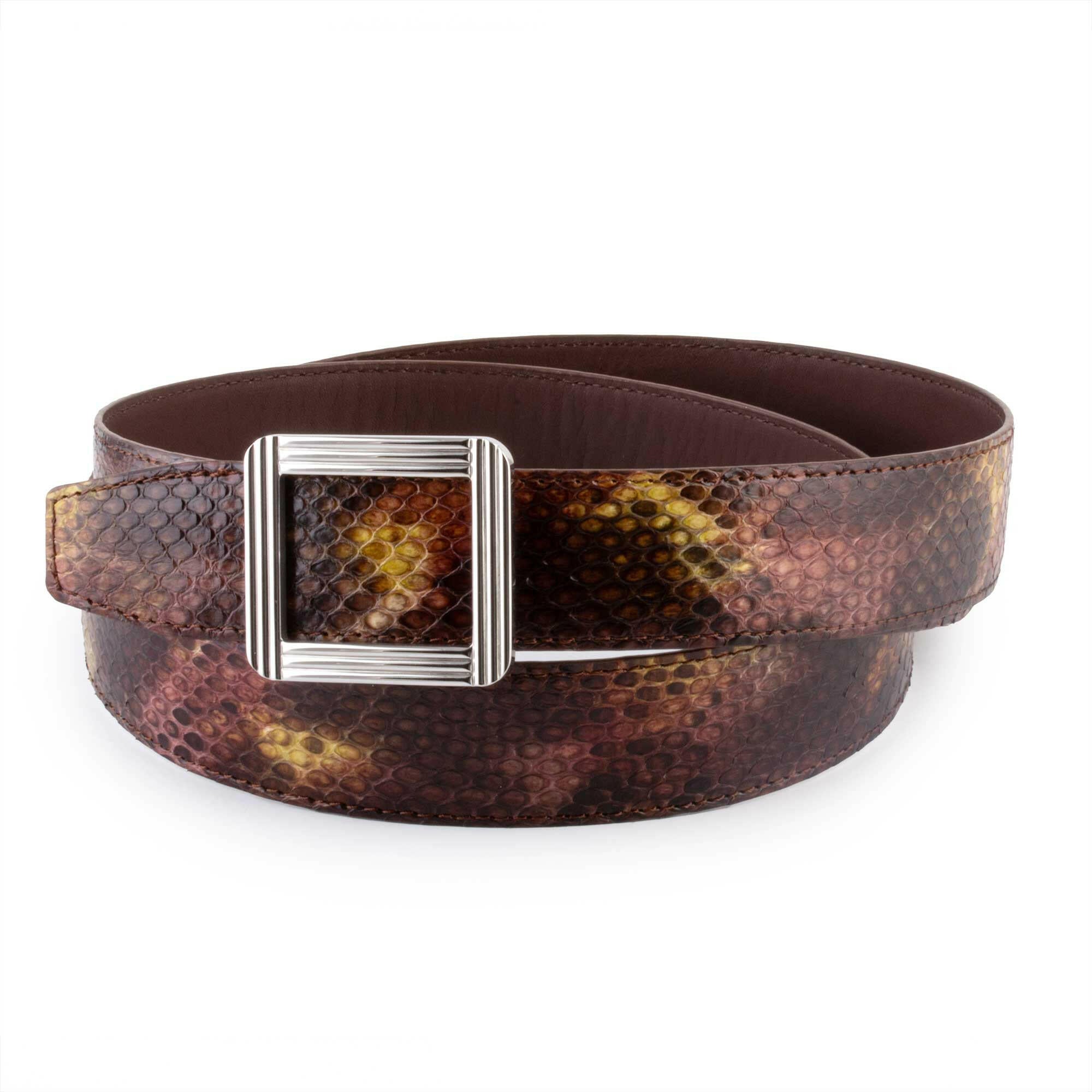 Ceinture cuir ABP + boucle acier - Python brillant