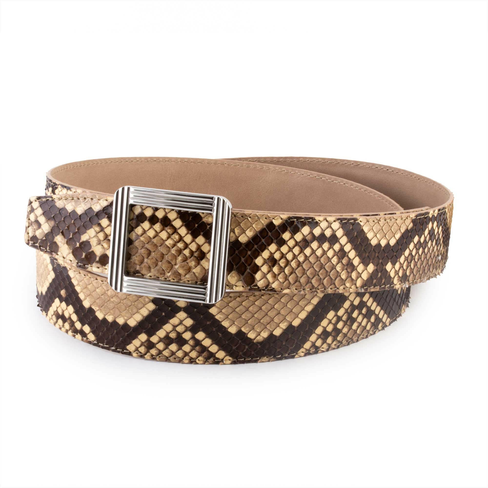 Ceinture cuir ABP + boucle acier - Python brillant