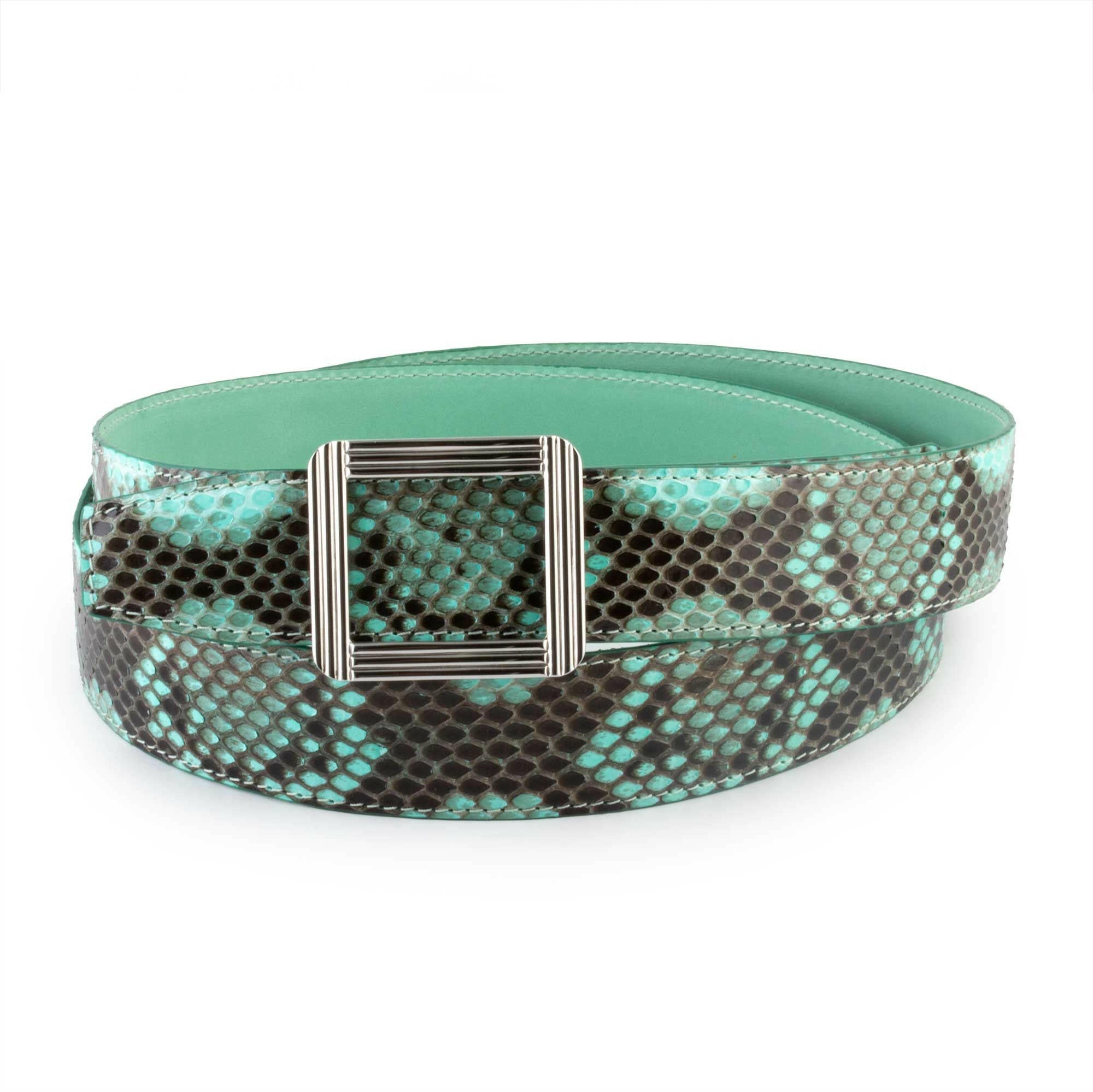 Ceinture cuir ABP + boucle acier - Python brillant