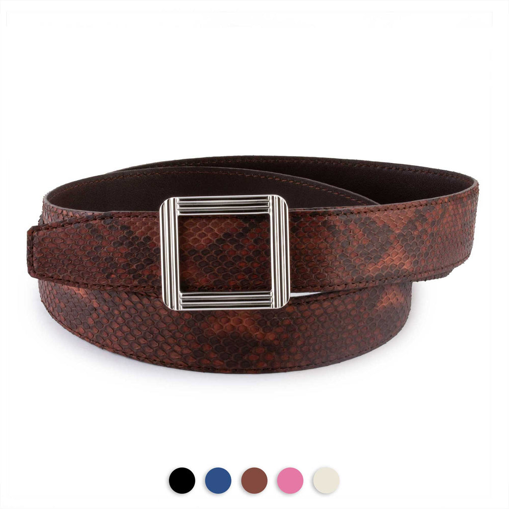 Ceinture cuir ABP + boucle acier - Python mat