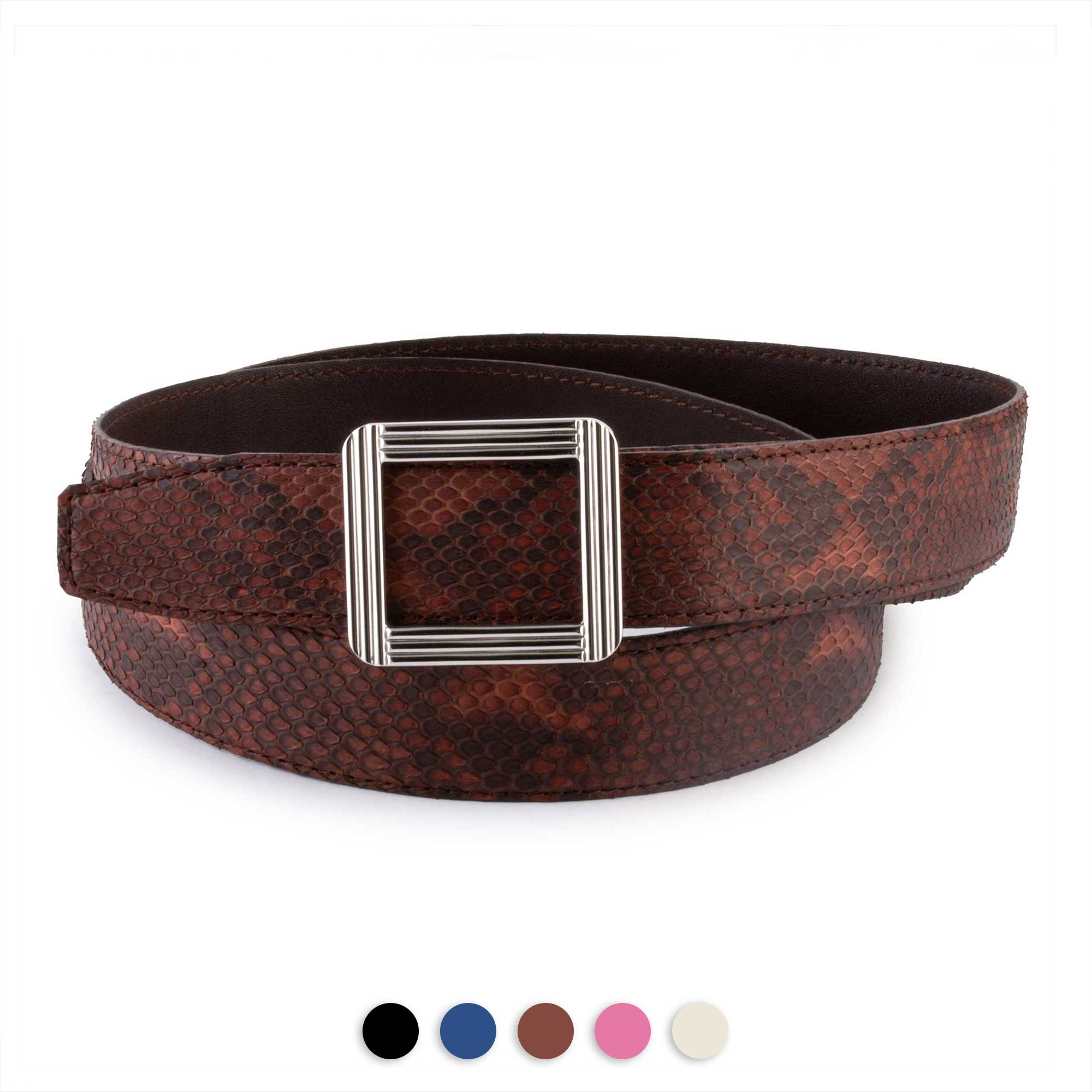 Ceinture cuir ABP + boucle acier - Python mat