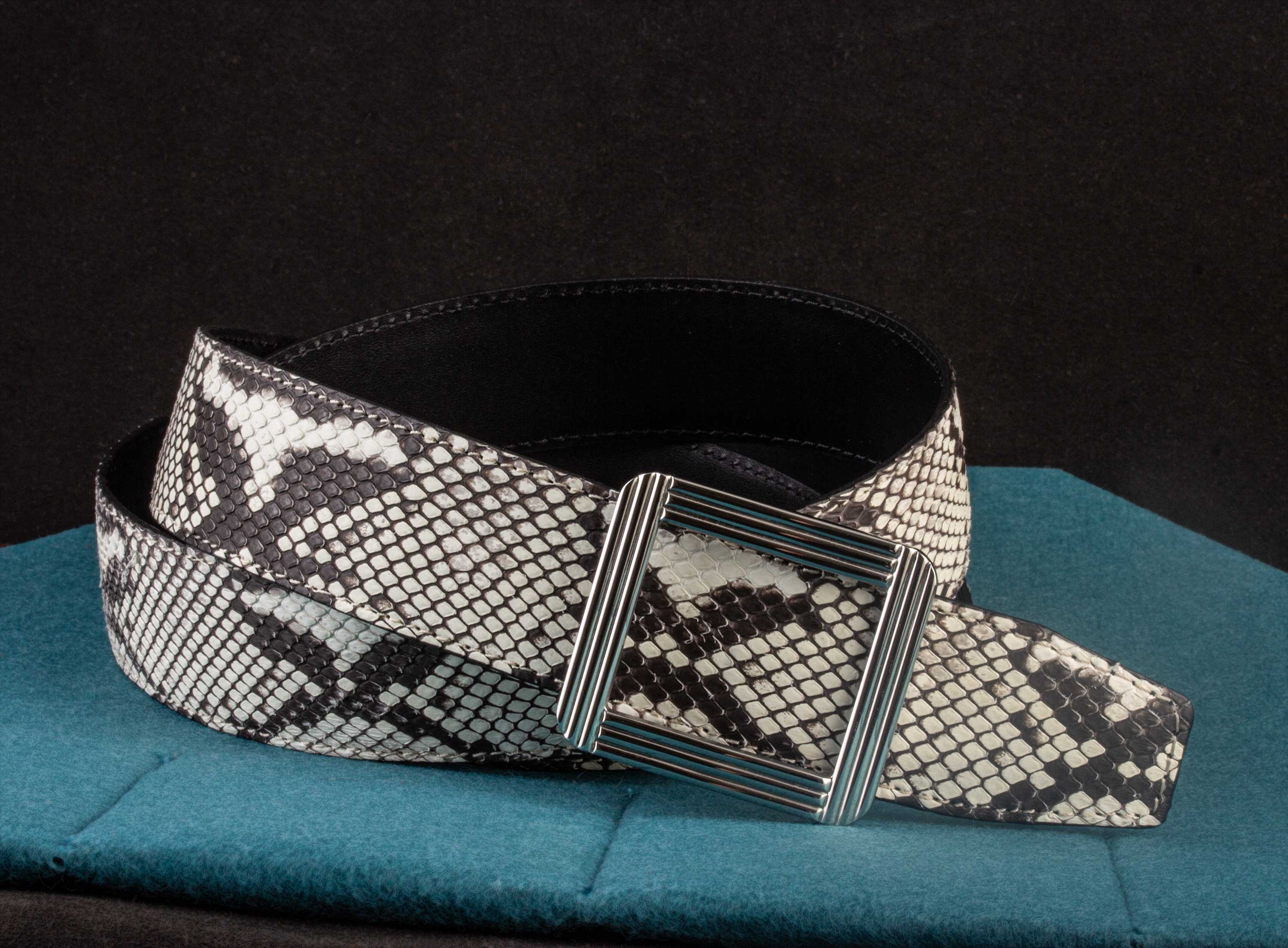 Ceinture cuir ABP + boucle acier - Python mat