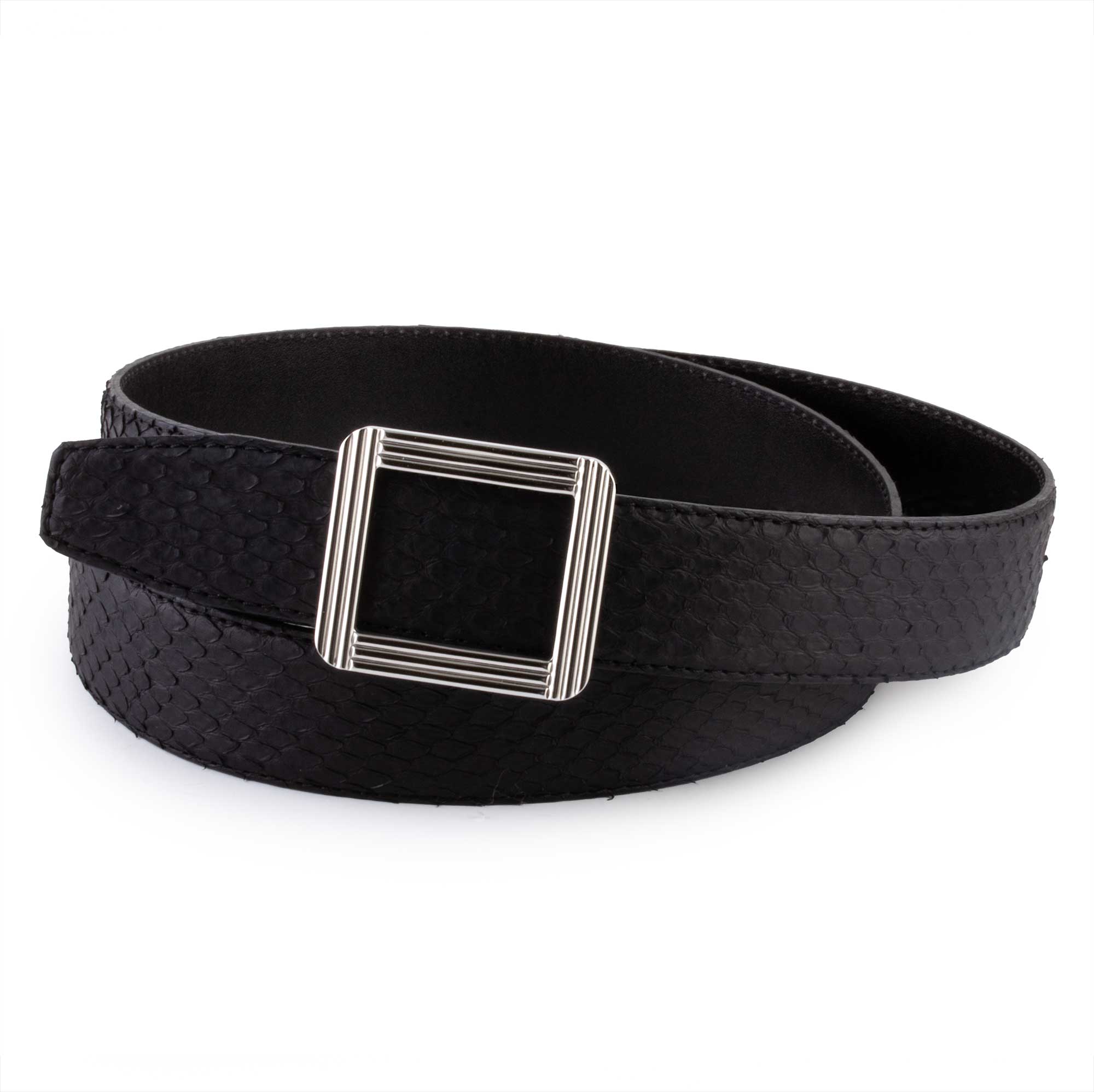 Ceinture cuir ABP + boucle acier - Python mat