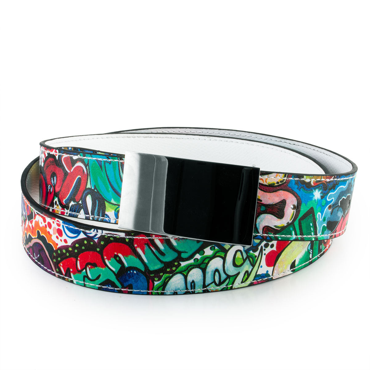 Ceinture cuir "Street Art" type Hermès - Veau