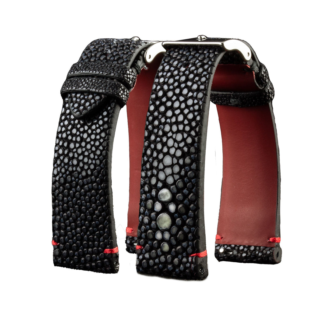Classic ABP Concept X Hanhart 1882 strap for 417 ES watches - Leather watch strap - Black pearl shagreen