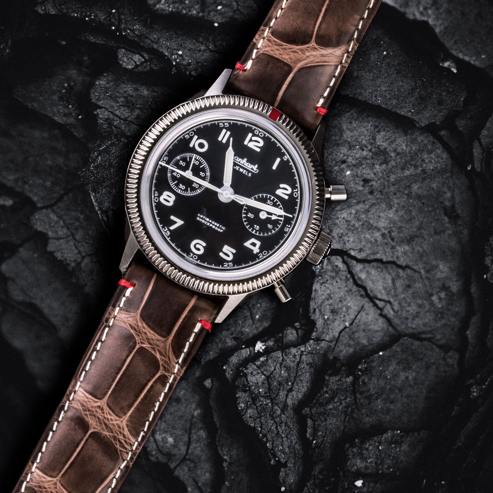 Bracelet ABP Concept X Hanhart 1882 pour 417ES - Bracelet-montre cuir - Alligator waxé