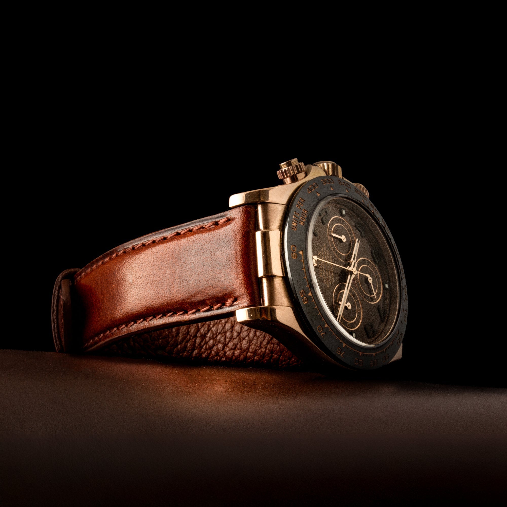 Bracelet montre "Colorado" cuir - Veau tannage waxé marron