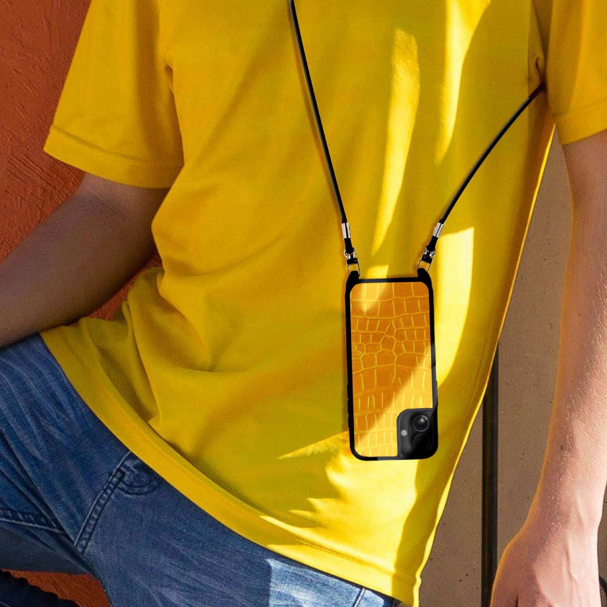 Coque "Crossbody" cuir pour iPhone 16 ( Tous modèles ) - Alligator