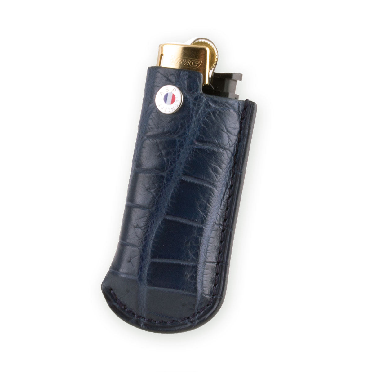 Briquet et son étui cuir "Essential" - Alligator (noir, bleu, vert, marron, orange...)