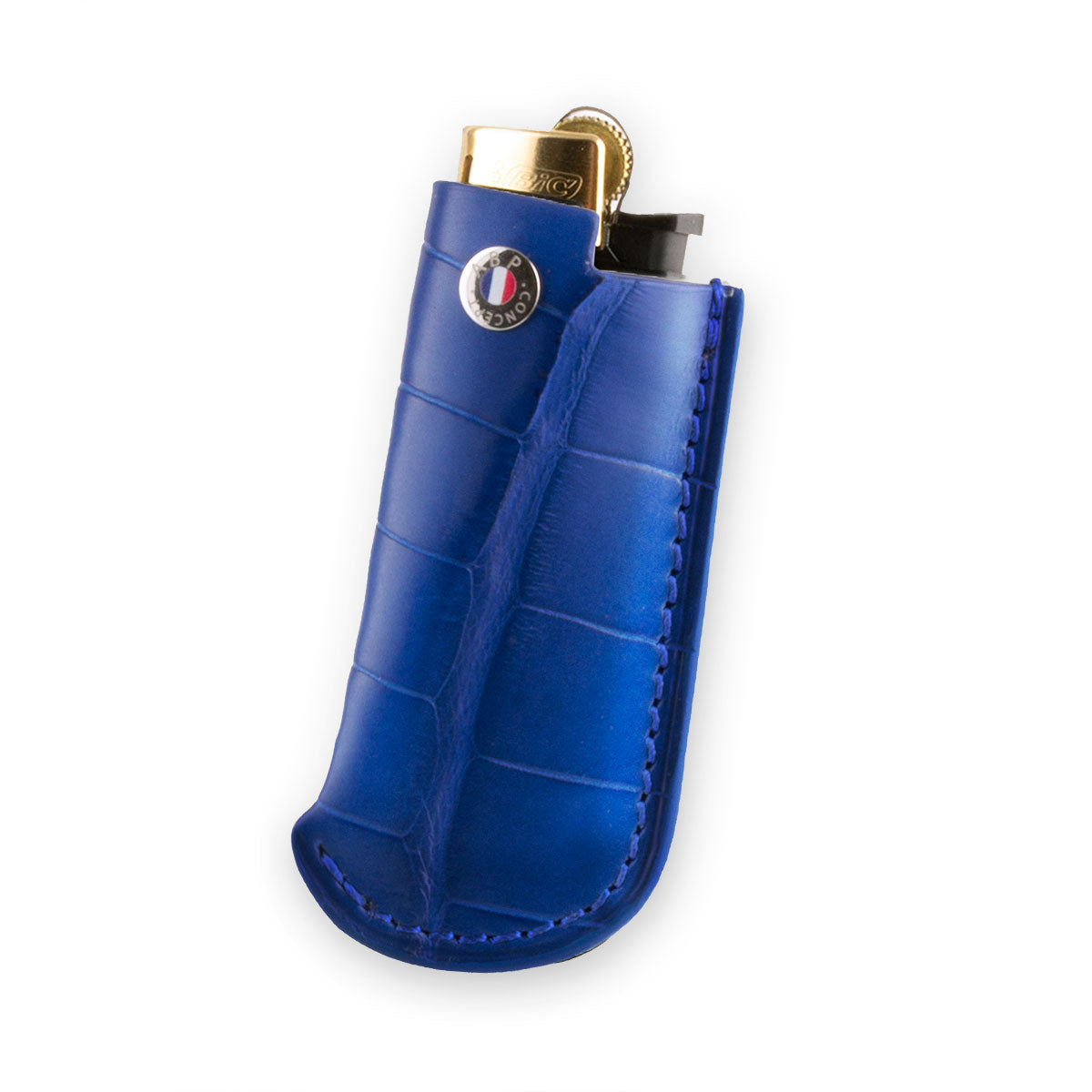 Briquet et son étui cuir "Essential" - Alligator (noir, bleu, vert, marron, orange...)