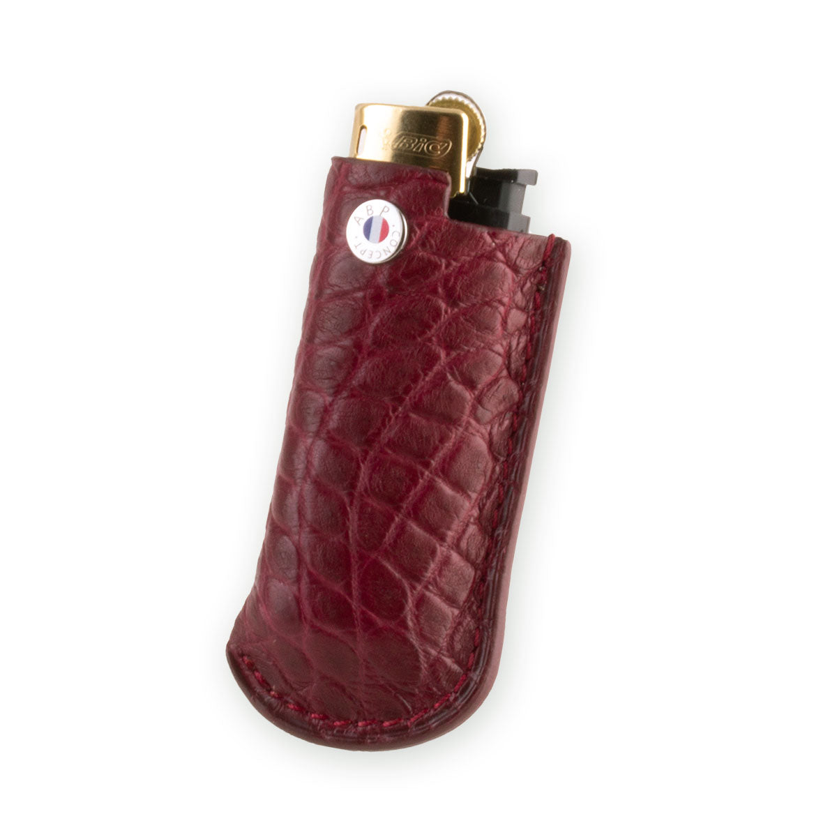 Briquet et son étui cuir "Essential" - Alligator (noir, bleu, vert, marron, orange...)