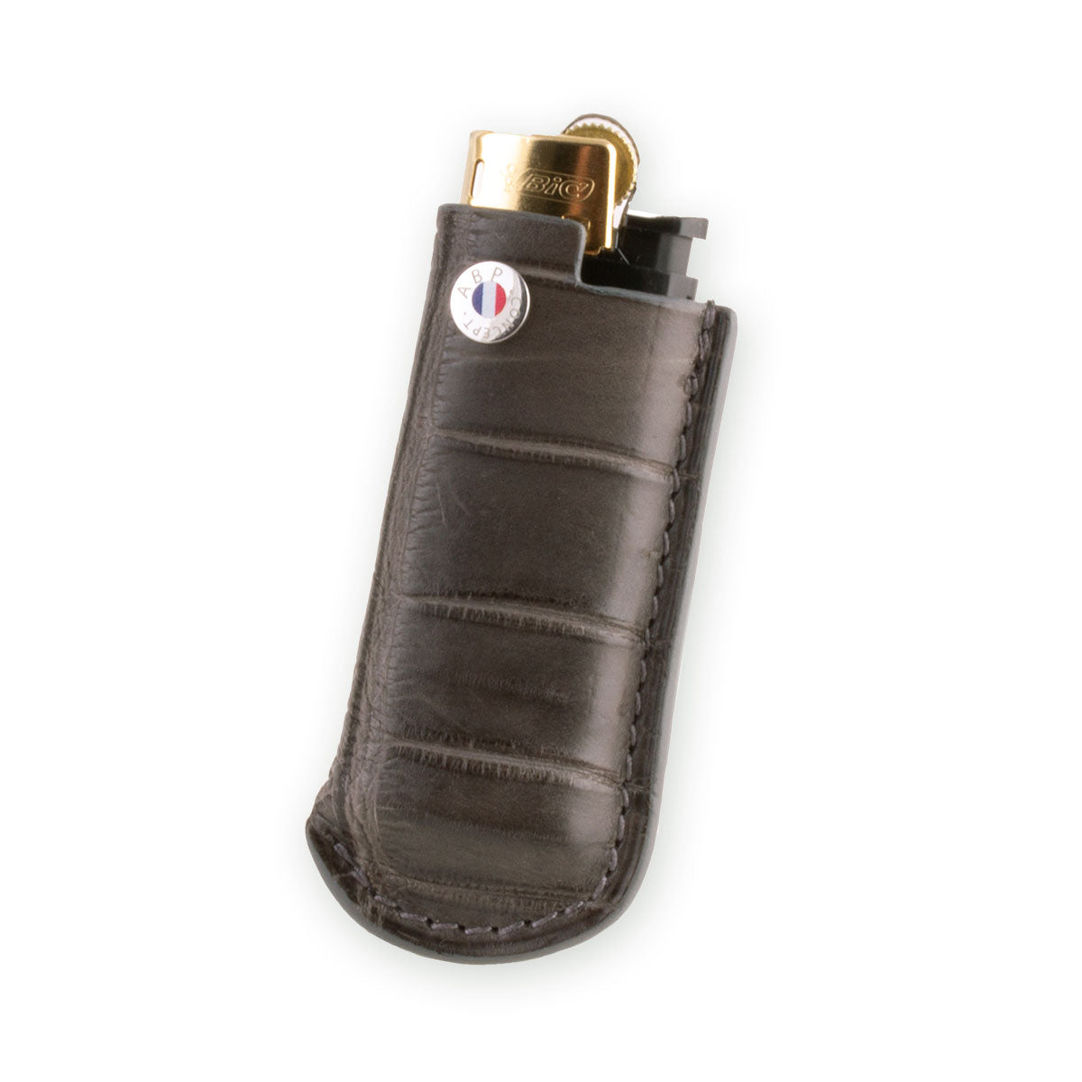 Briquet et son étui cuir "Essential" - Alligator (noir, bleu, vert, marron, orange...)