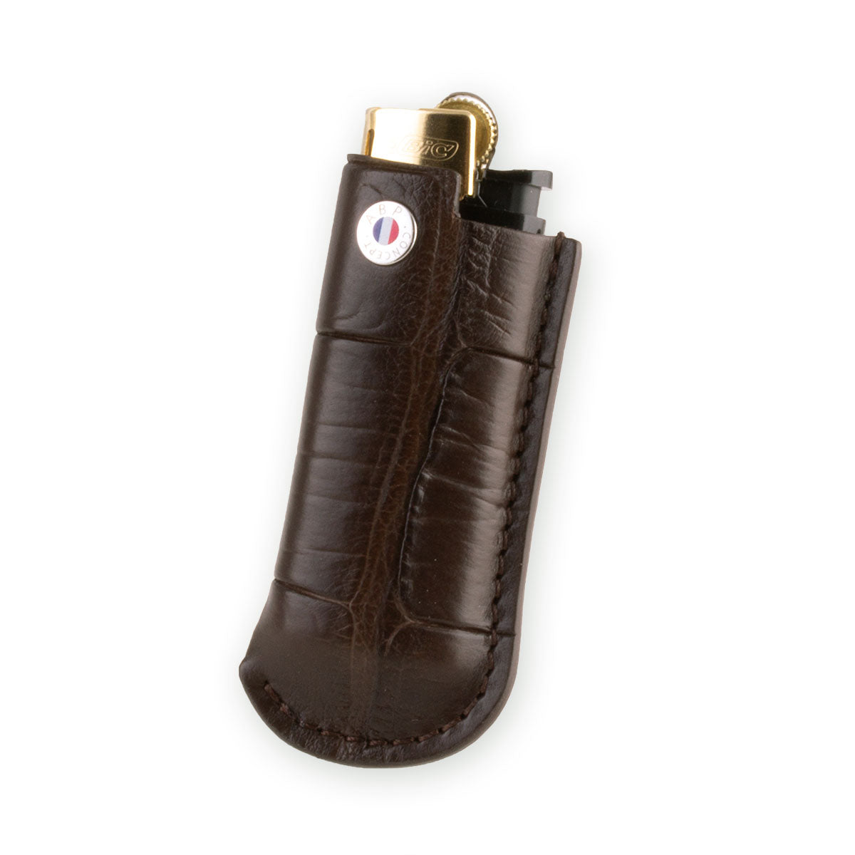 Briquet et son étui cuir "Essential" - Alligator (noir, bleu, vert, marron, orange...)