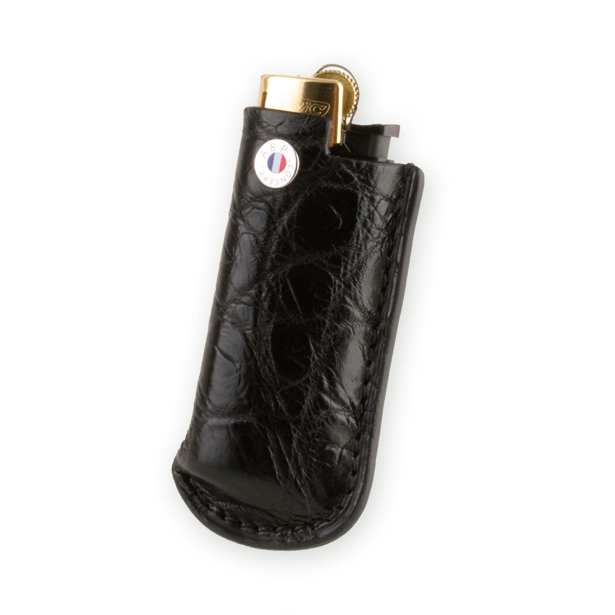 Briquet et son étui cuir "Essential" - Alligator (noir, bleu, vert, marron, orange...)