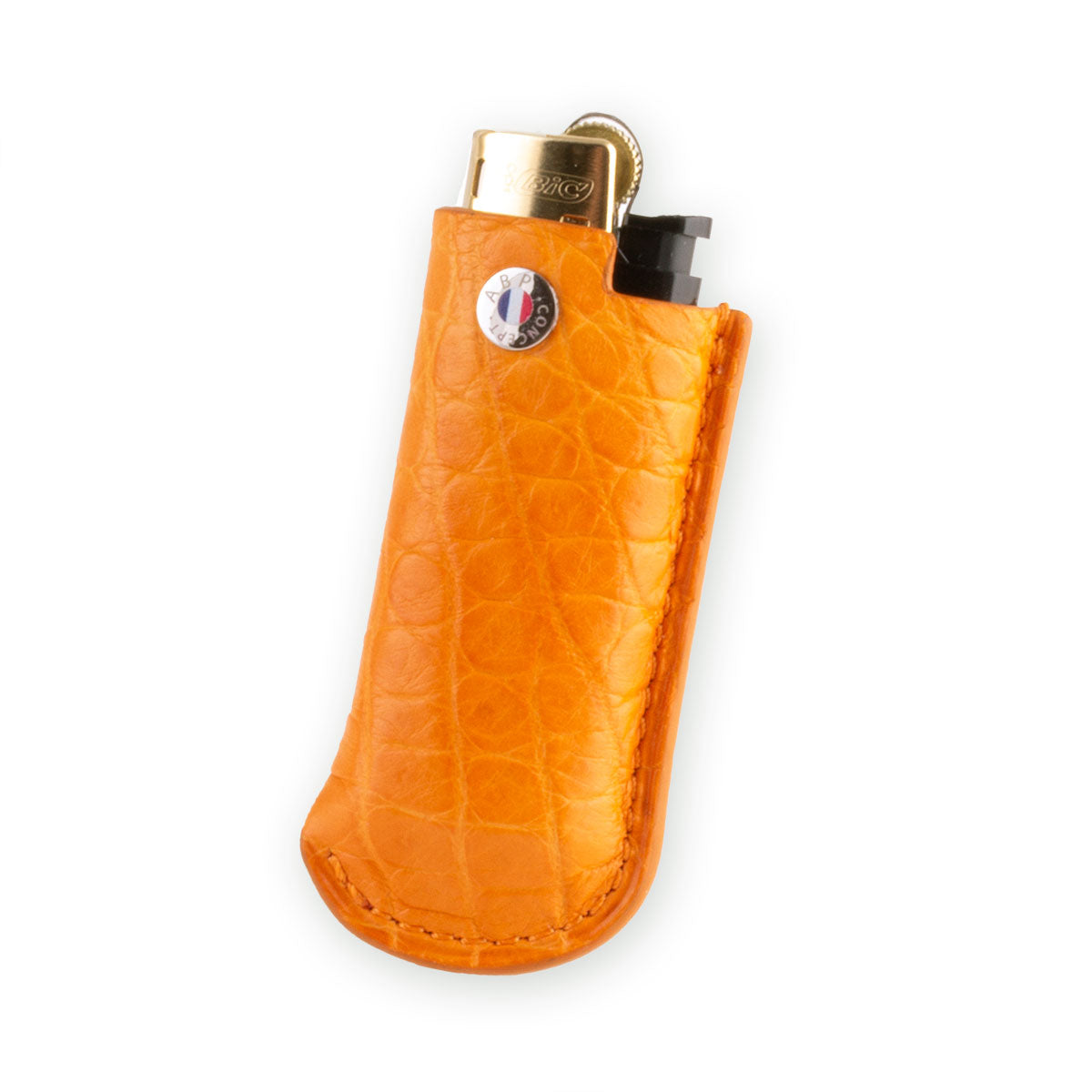 Briquet et son étui cuir "Essential" - Alligator (noir, bleu, vert, marron, orange...)