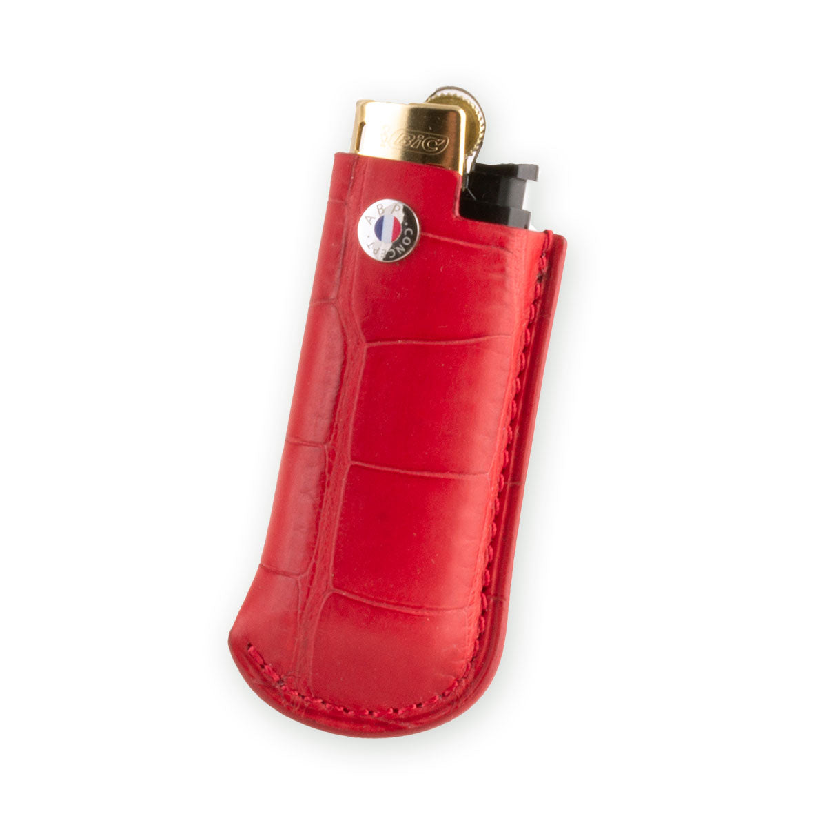 Briquet et son étui cuir "Essential" - Alligator (noir, bleu, vert, marron, orange...)