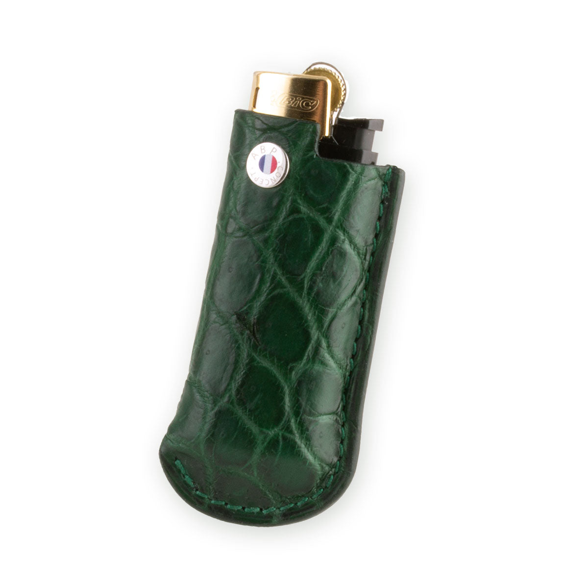 Briquet et son étui cuir "Essential" - Alligator (noir, bleu, vert, marron, orange...)