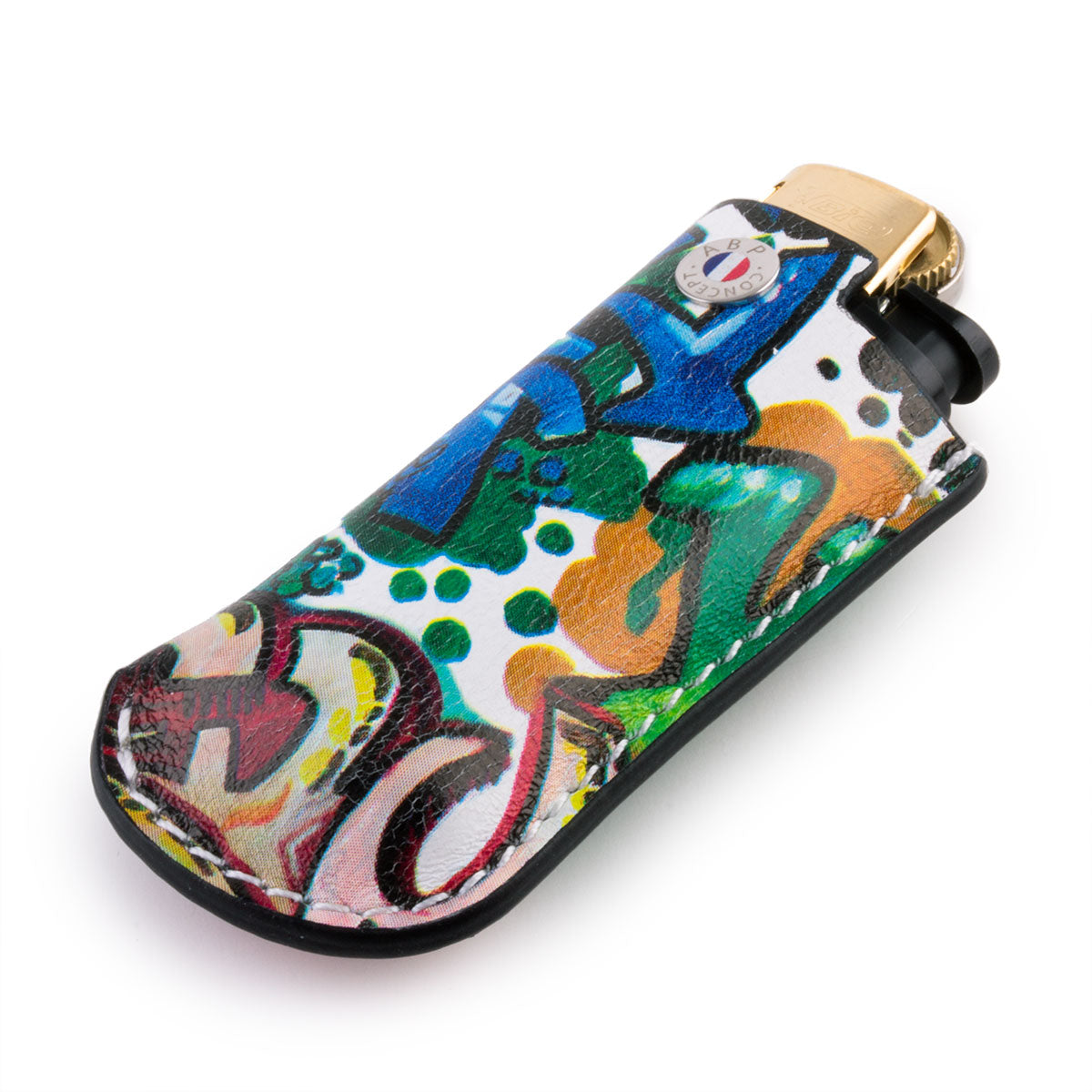 Briquet et son étui cuir "Street Art" - Veau
