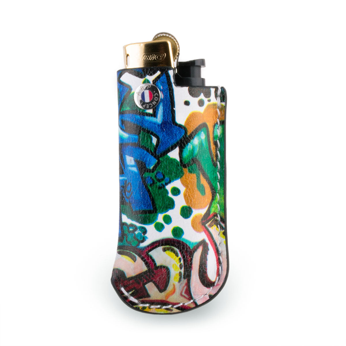 Briquet et son étui cuir "Street Art" - Veau