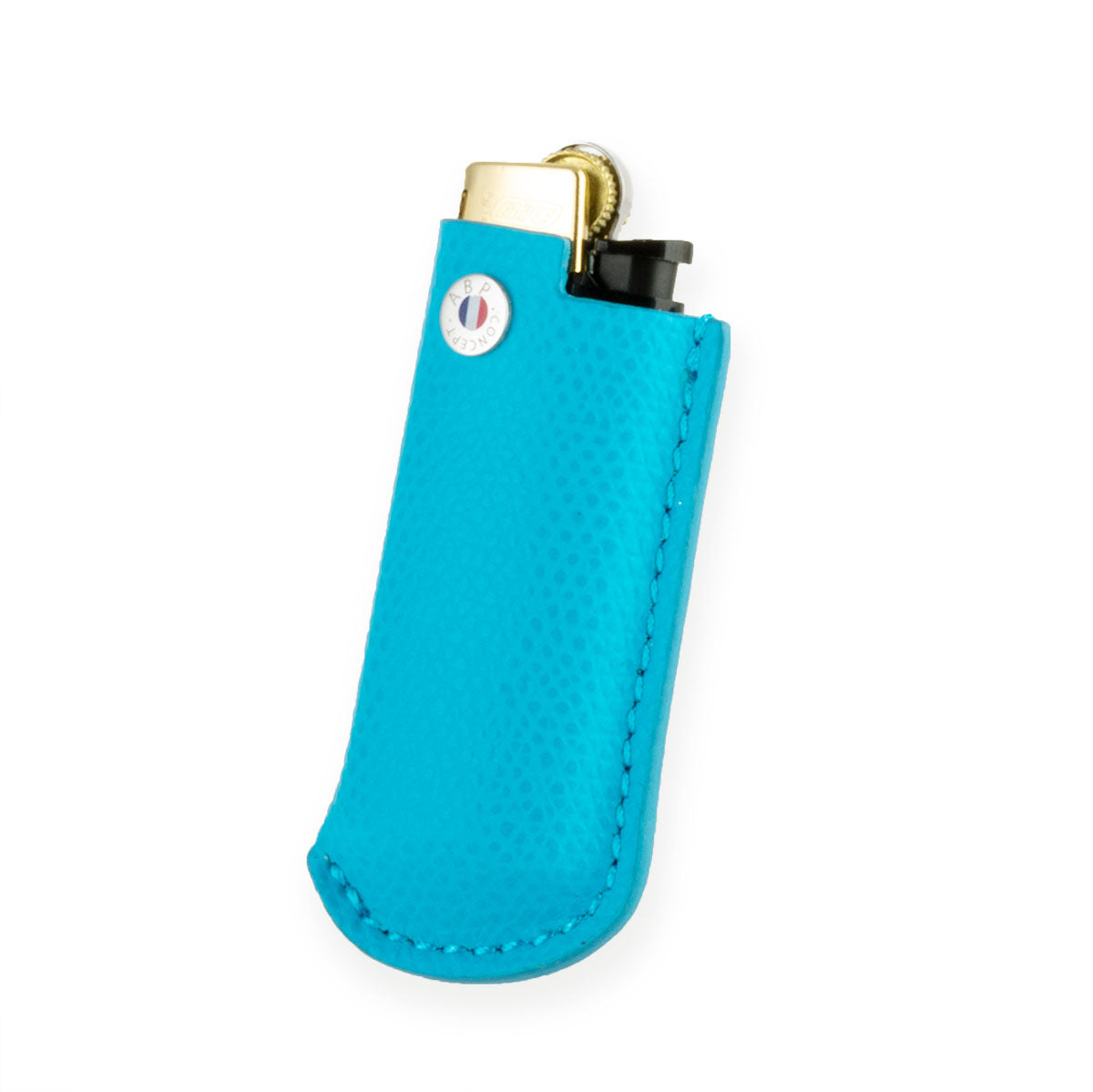 Briquet et son étui cuir "Essential" - Veau grainé (noir, bleu, vert, marron, orange...)