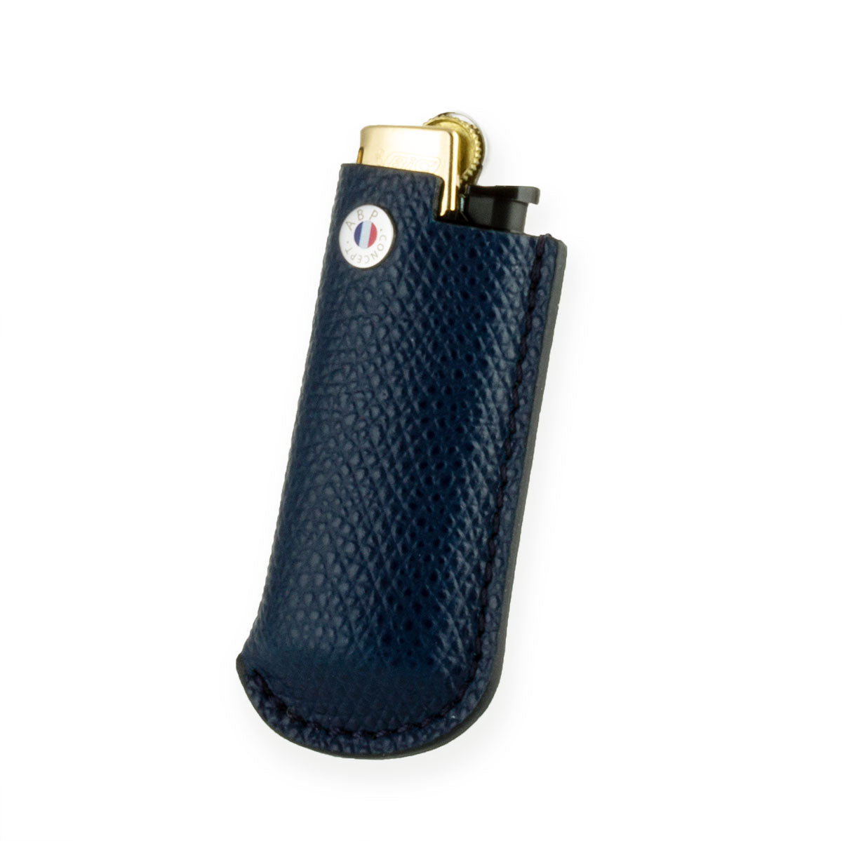 Briquet et son étui cuir "Essential" - Veau grainé (noir, bleu, vert, marron, orange...)
