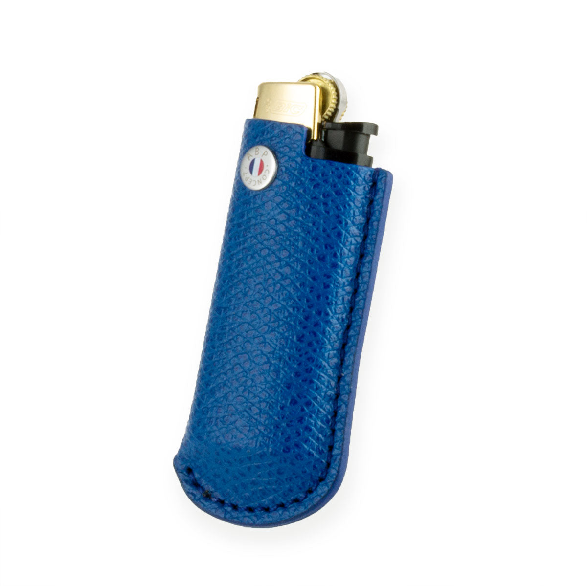 Briquet et son étui cuir "Essential" - Veau grainé (noir, bleu, vert, marron, orange...)