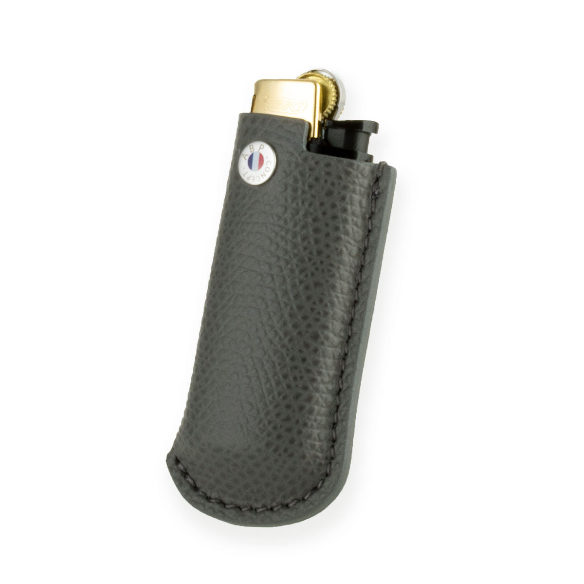 Briquet et son étui cuir "Essential" - Veau grainé (noir, bleu, vert, marron, orange...)