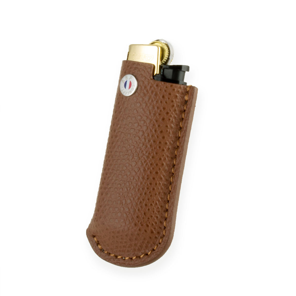 Briquet et son étui cuir "Essential" - Veau grainé (noir, bleu, vert, marron, orange...)