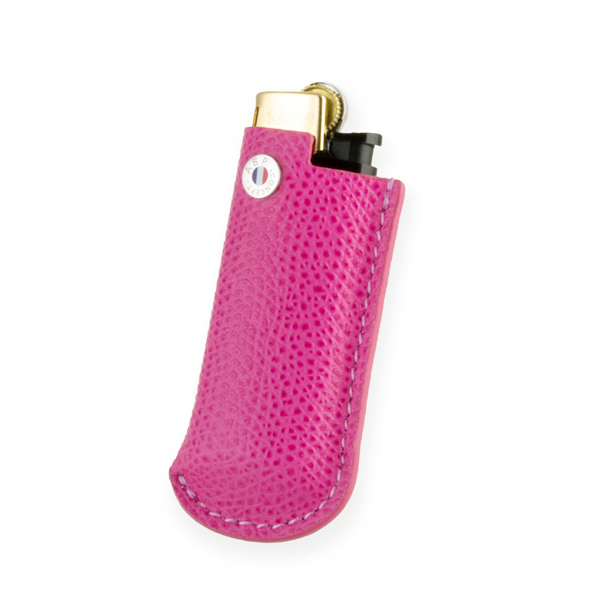 Briquet et son étui cuir "Essential" - Veau grainé (noir, bleu, vert, marron, orange...)